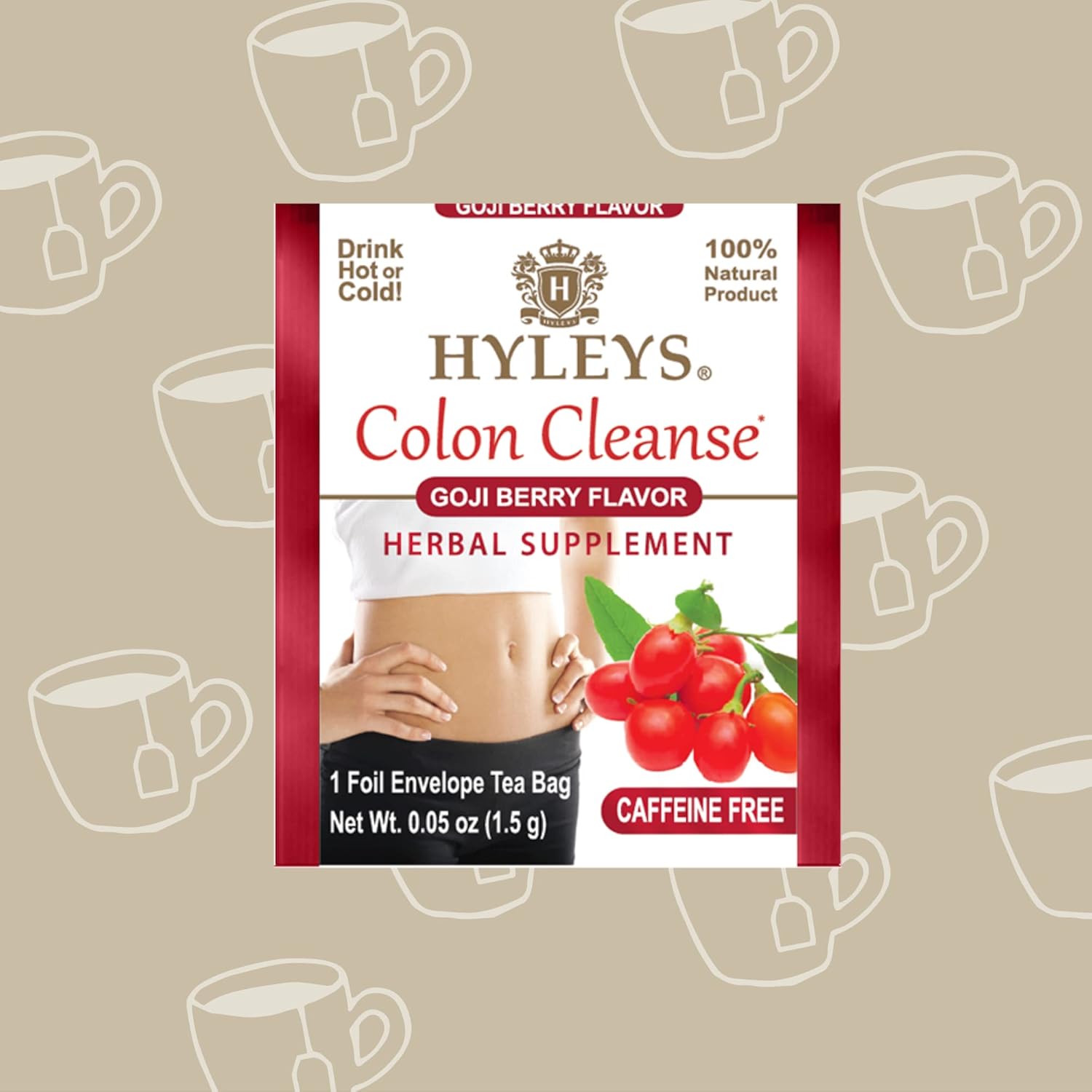 25 Hyleys Goji Berry Colon Cleanse Tea Bags - Natural Detox and Digestive Health Support