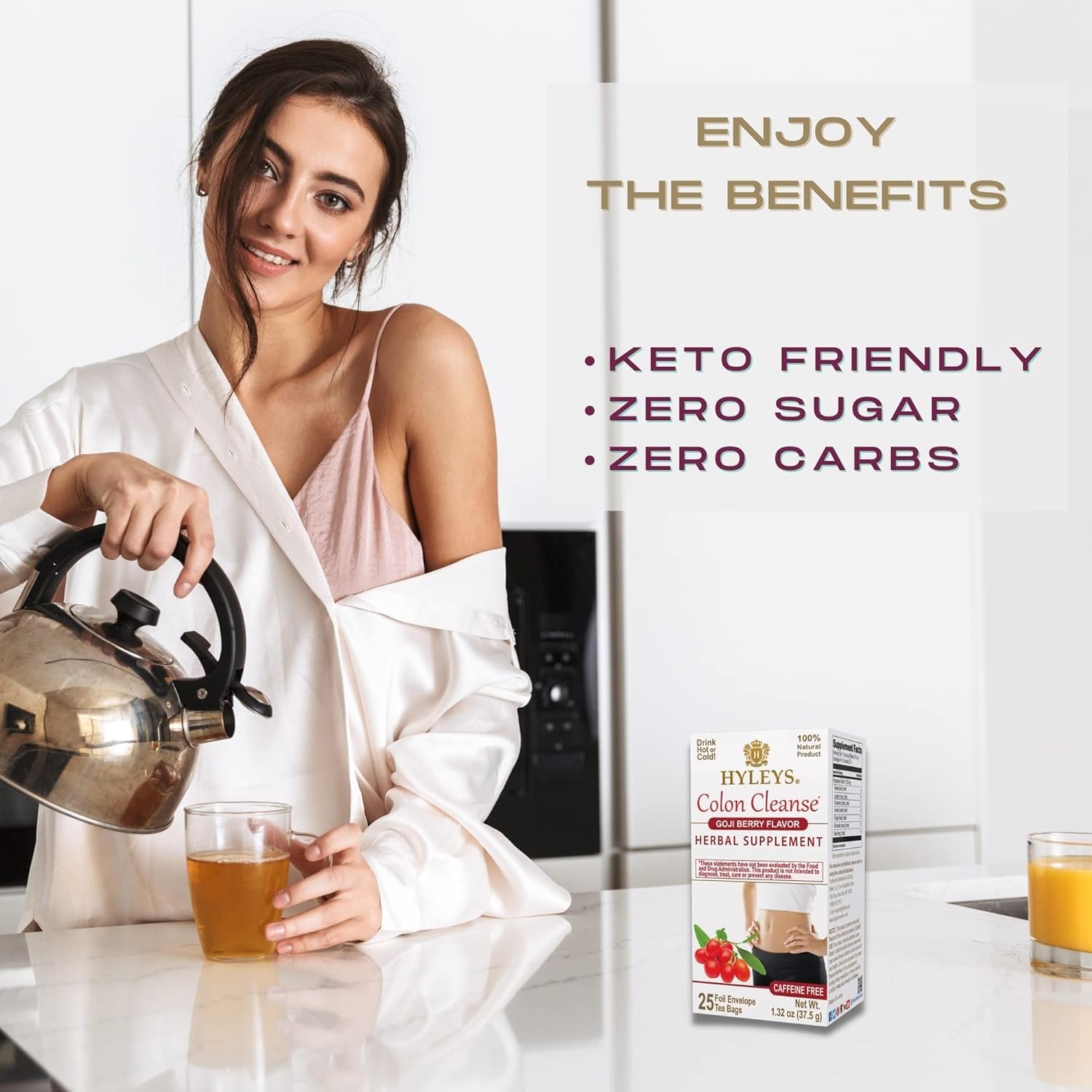 25 Hyleys Goji Berry Colon Cleanse Tea Bags - Natural Detox and Digestive Health Support