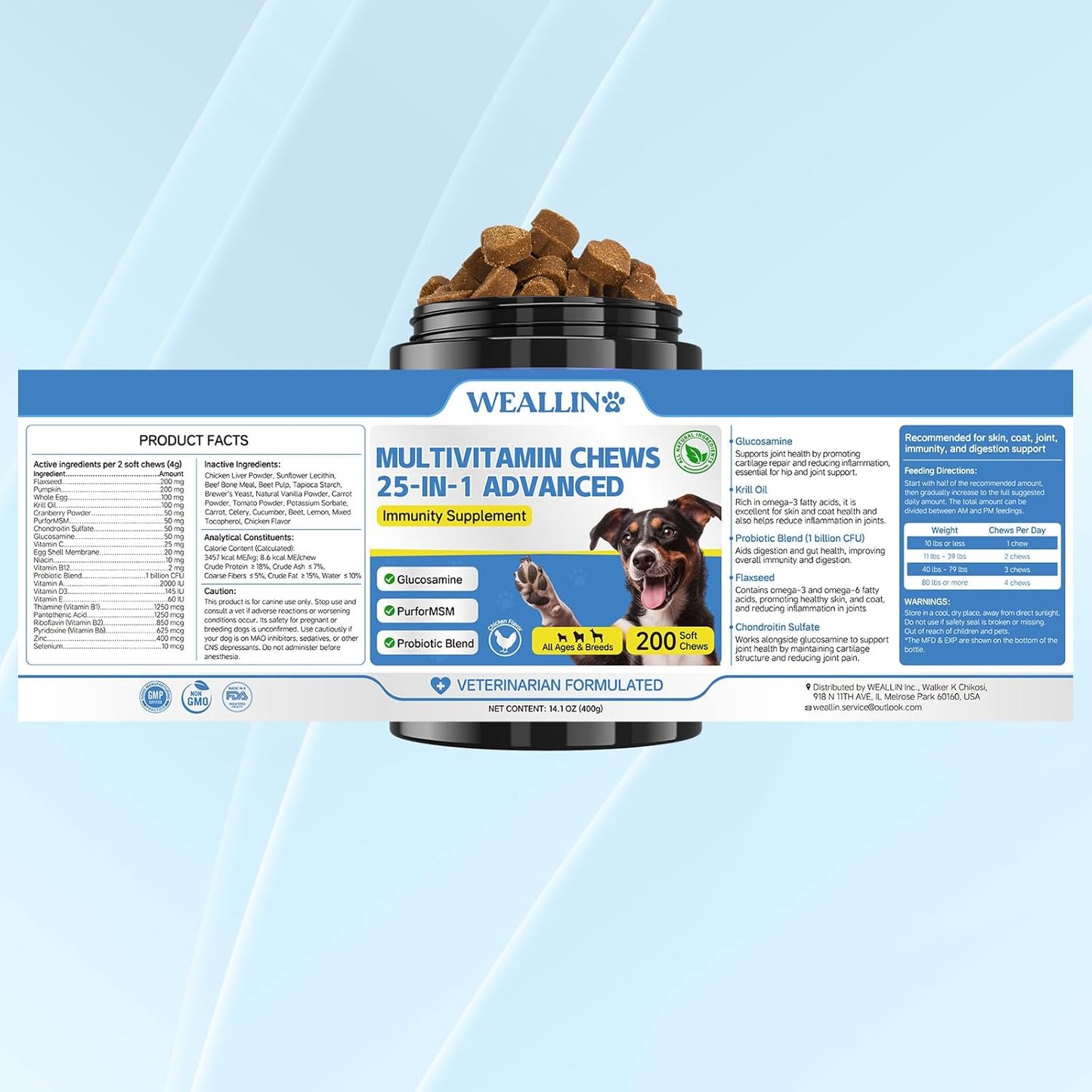 25-In-1 Dog Multivitamin Chewable with Glucosamine, Probiotics, Omega-3 - 200pcs - BoostGo Australia