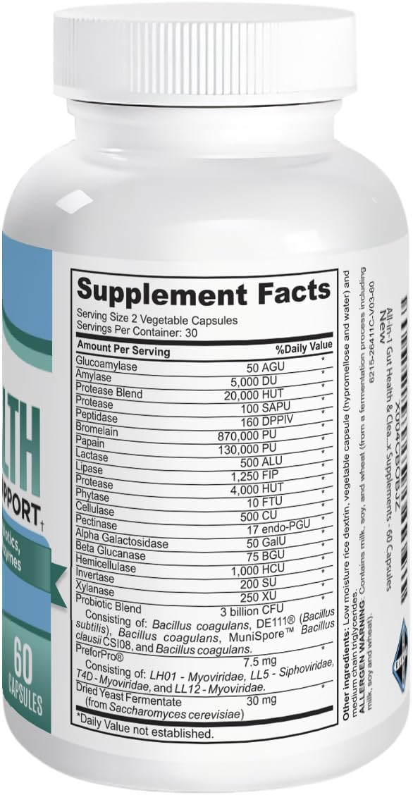 25-in-1 Gut Health Supplements for Gut Microbiome Support - Prebiotics, Probiotics, Postbiotics & Digestive Enzymes - Nutrient Dense Gut Cleanse Detox - 60 Capsules