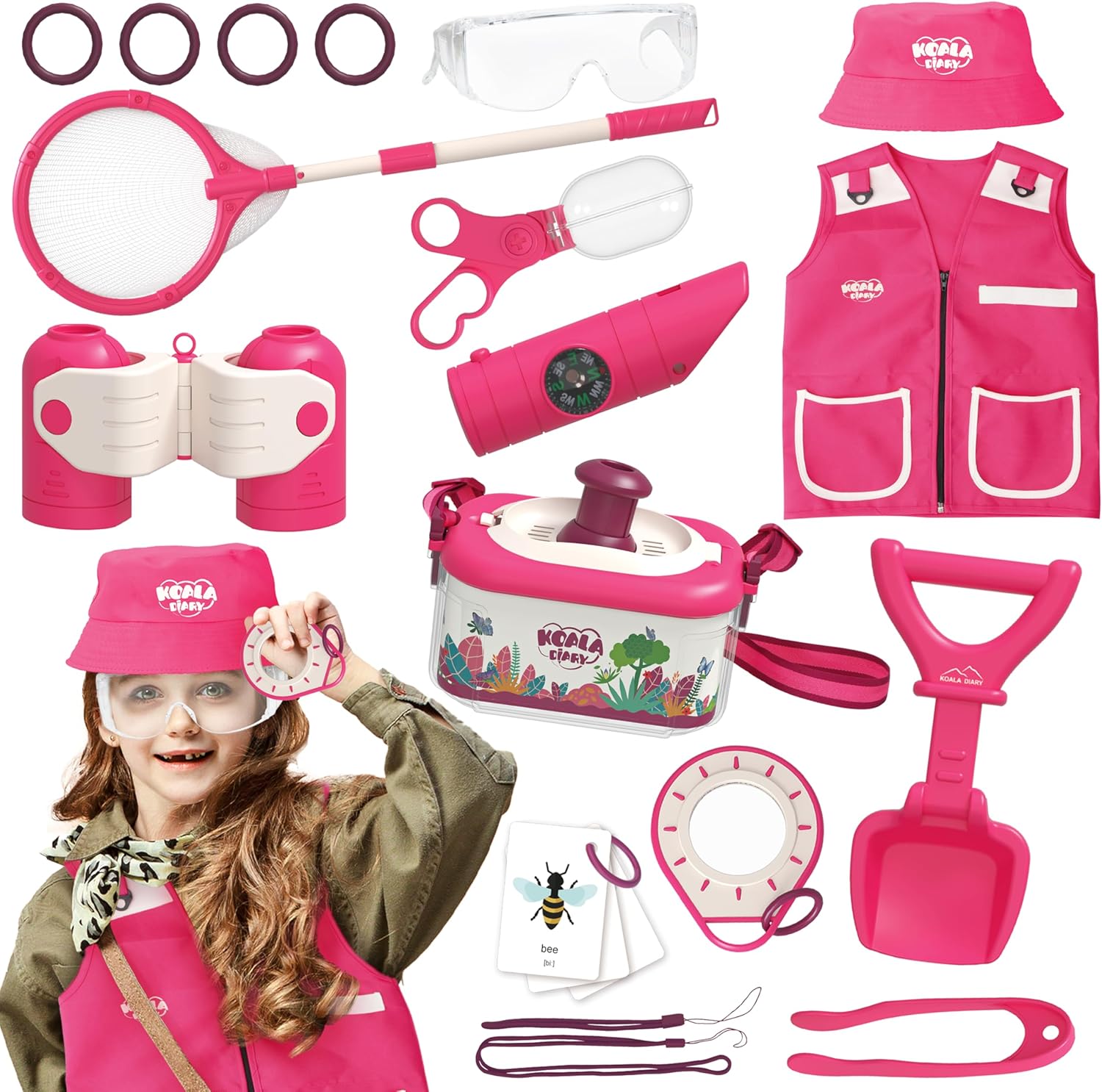25 Piece Bug Catcher and Explorer Kit for Kids - Outdoor Adventure Toys for Girls Ages 3 and Up