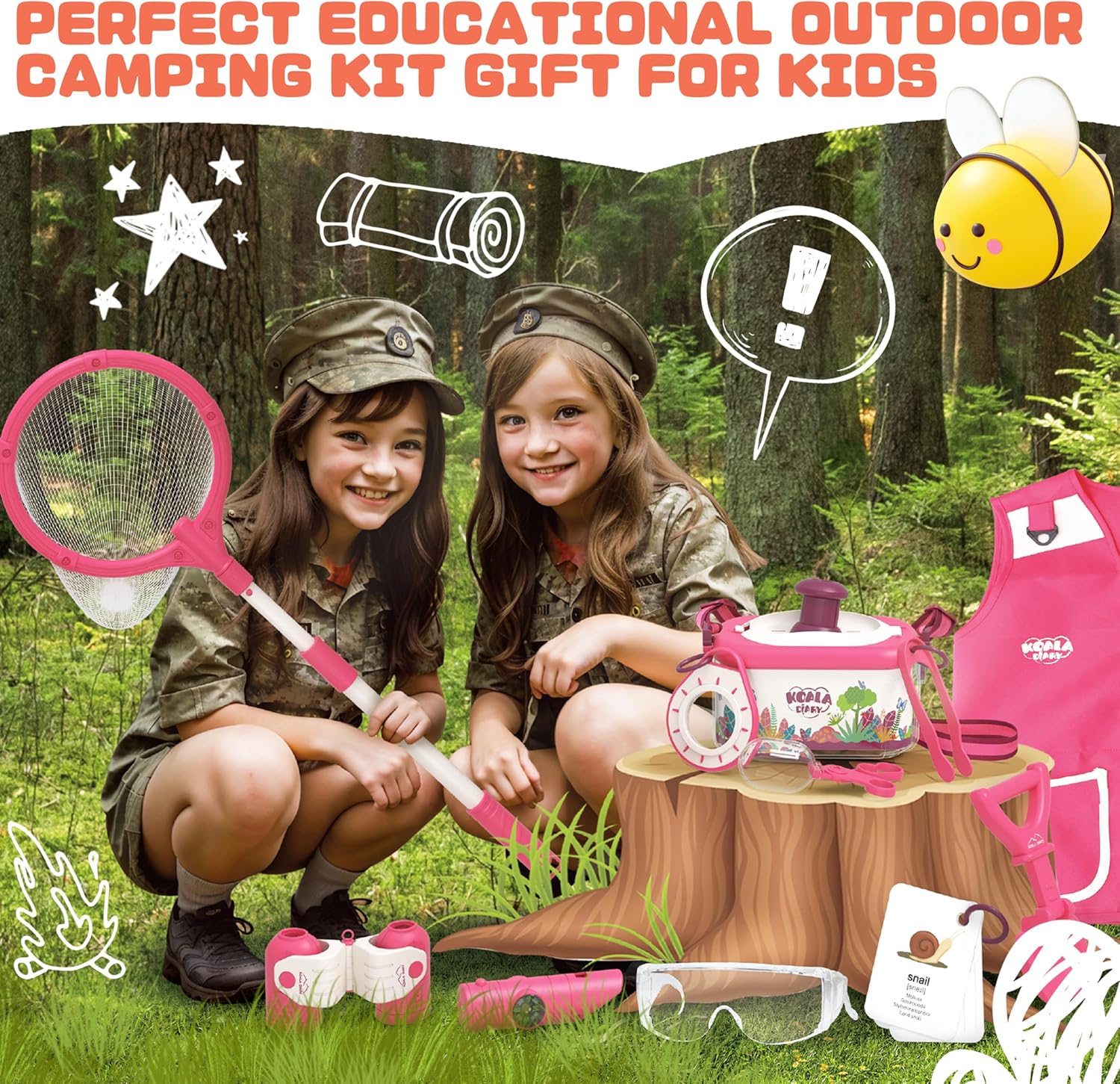 25 Piece Bug Catcher and Explorer Kit for Kids - Outdoor Adventure Toys for Girls Ages 3 and Up