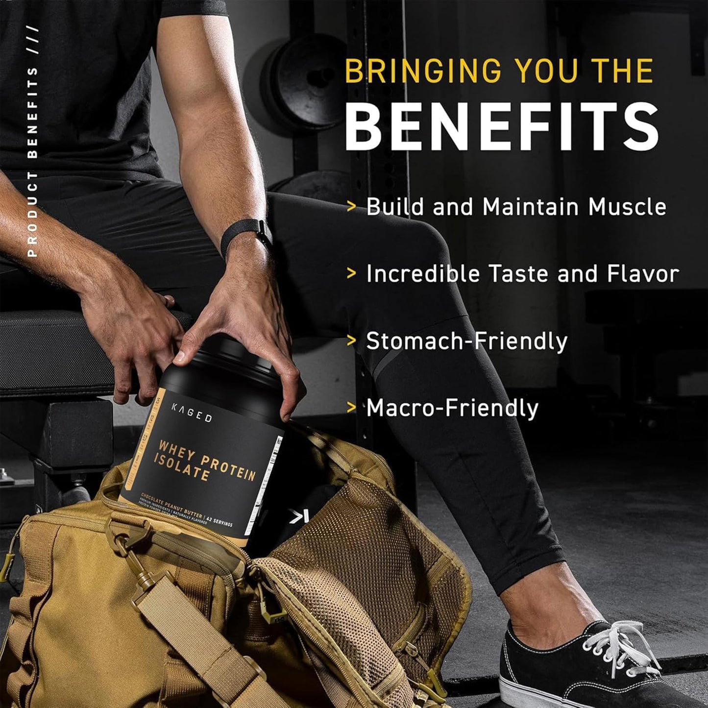 25 Serving Kaged Whey Protein Isolate Powder in PB Chocolate Flavor for Muscle-Building Post Workout Recovery Drink with 25g per Serving