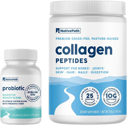 25 Servings of Collagen with 30 Probiotic Strains - NativePath Probiotic Prime