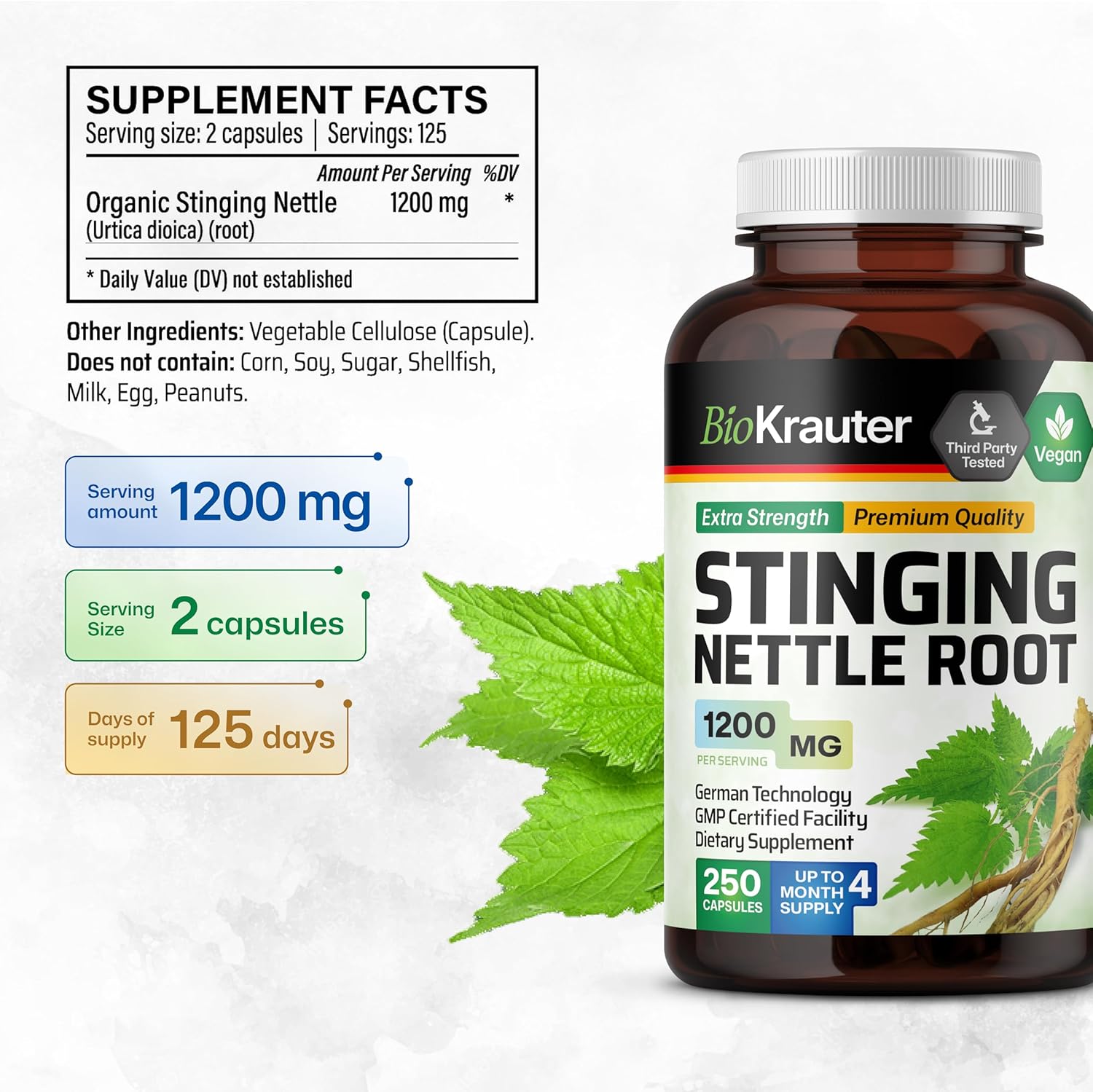 250 Capsules of BIO KRAUTER Milk Thistle and Stinging Nettle for Ultimate Liver Support and Detoxification - BoostGo Australia