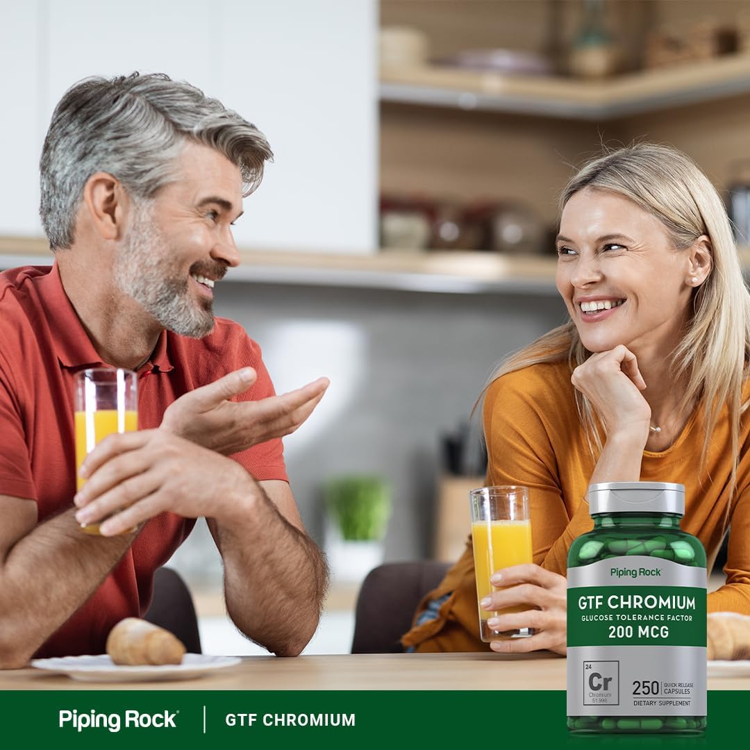 250 Capsules of Piping Rock GTF Chromium 200 mcg Supplement - Non-GMO & Gluten Free
