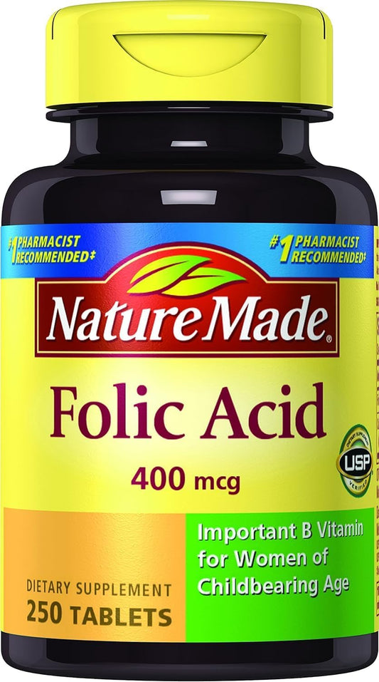 250 Count Nature Made Folic Acid Supplement for Daily Health