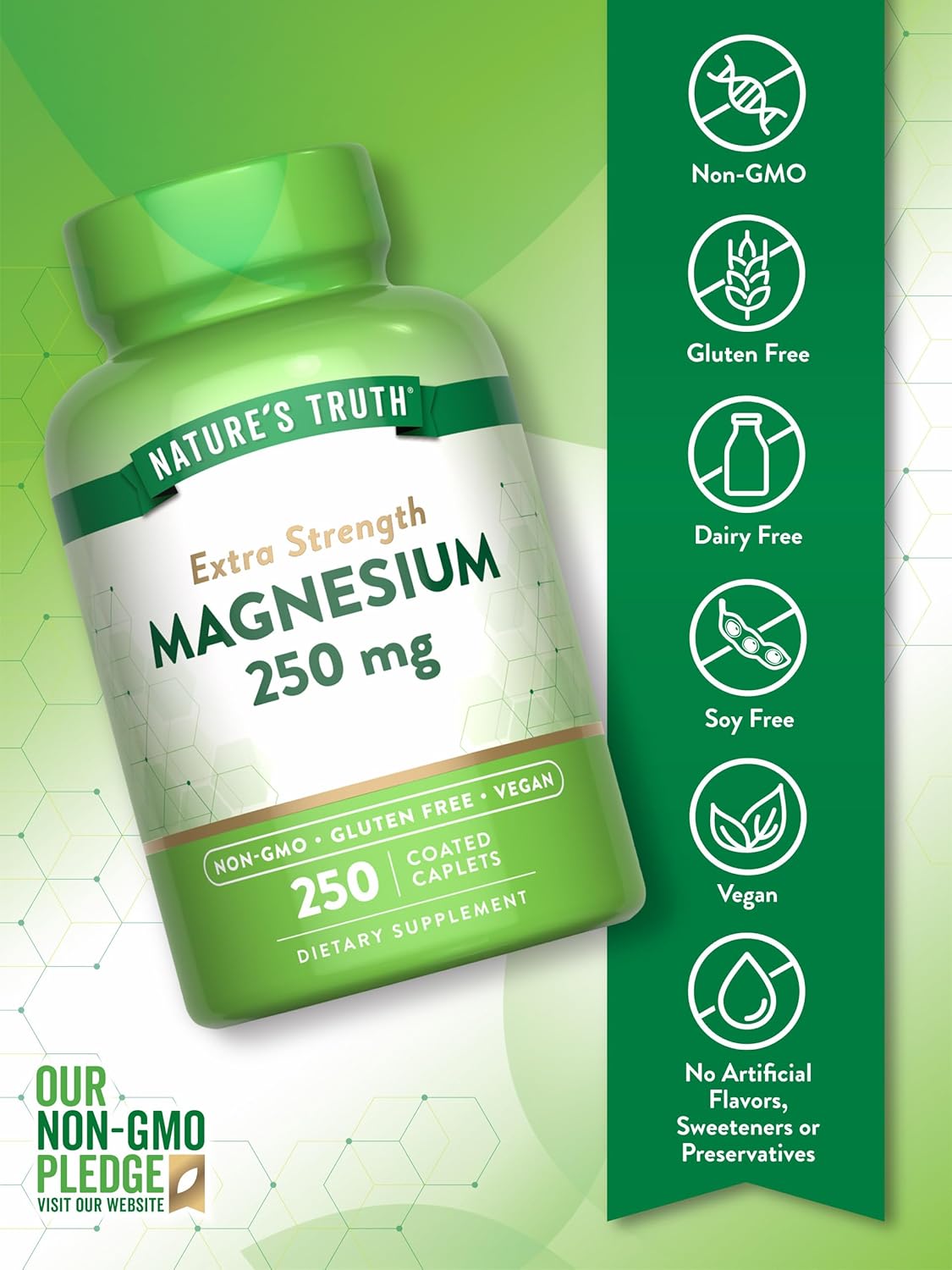 250 Count Nature's Truth Magnesium Supplement with 250 mg, Vegan, Non-GMO, and Gluten Free Magnesium Oxide