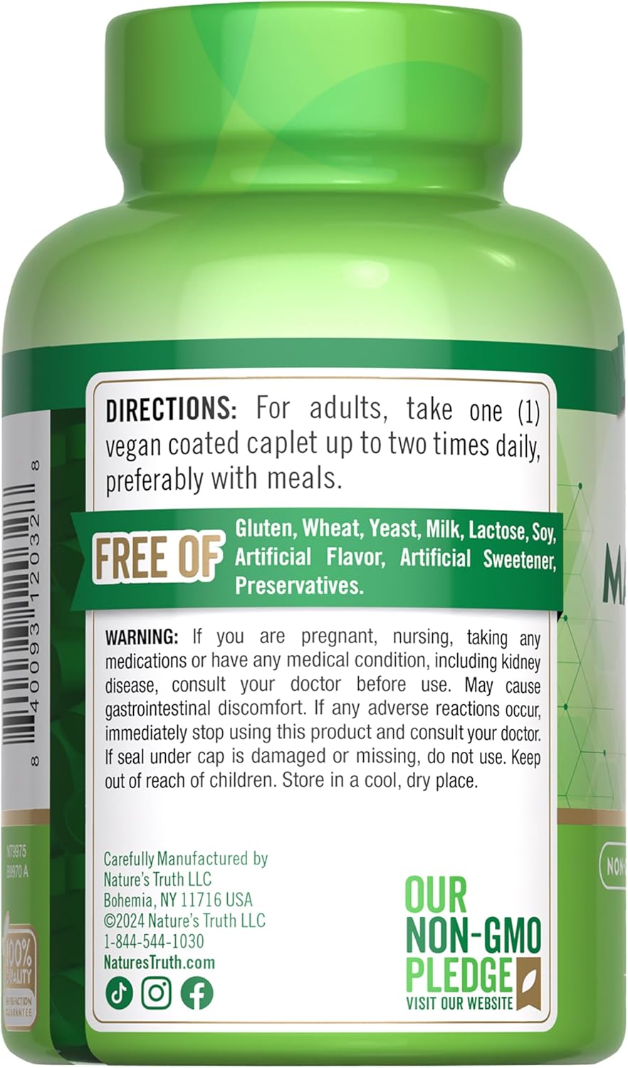 250 Count Nature's Truth Magnesium Supplement with 250 mg, Vegan, Non-GMO, and Gluten Free Magnesium Oxide