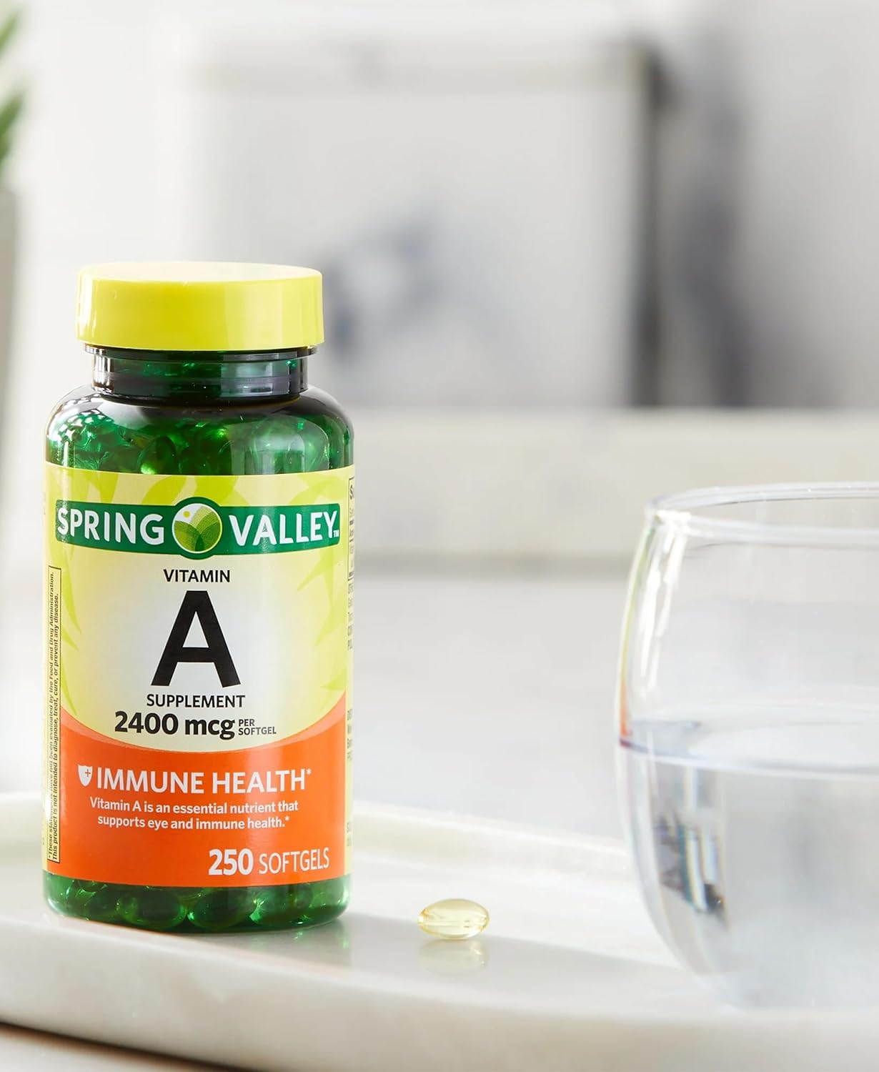 250 Count Vitamin A Softgels for Immune, Eye & Vision Health Support - 2400 mcg Vitamina A Supplement - Gluten-Free, Essential Daily Maintenance