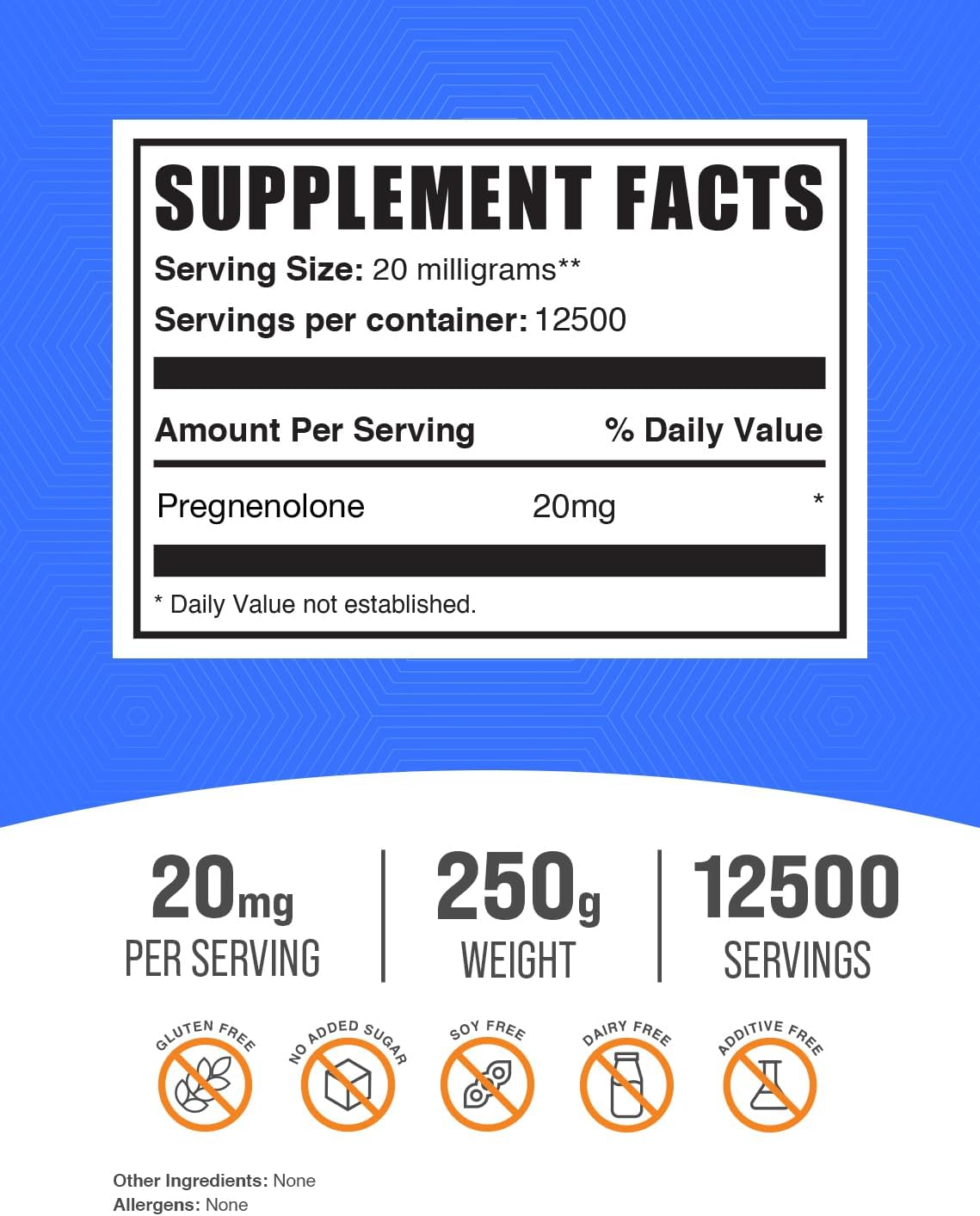 250 Grams of BulkSupplements Pregnenolone Powder - Pure & High Quality Supplement - BoostGo Australia