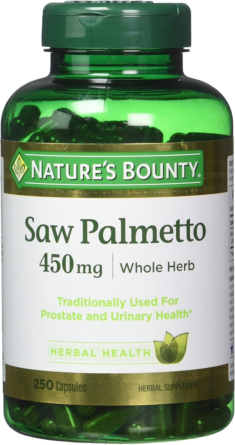 250 Nature's Bounty Saw Palmetto 450 mg Capsules for Prostate Health