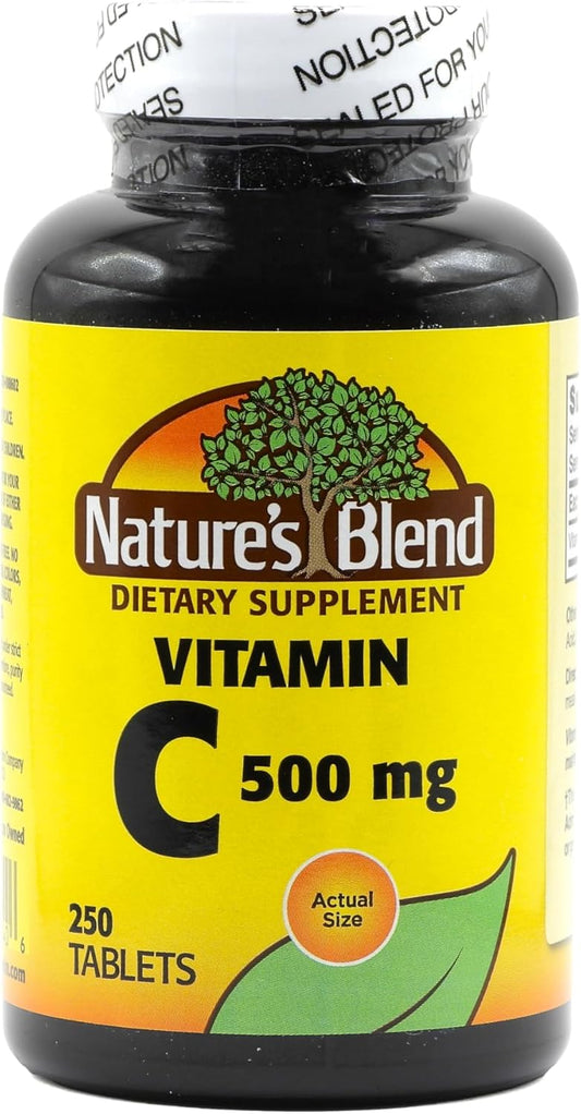 250 Tablets of Nature's Blend Vitamin C 500 mg - Immune Support and Antioxidant Supplement