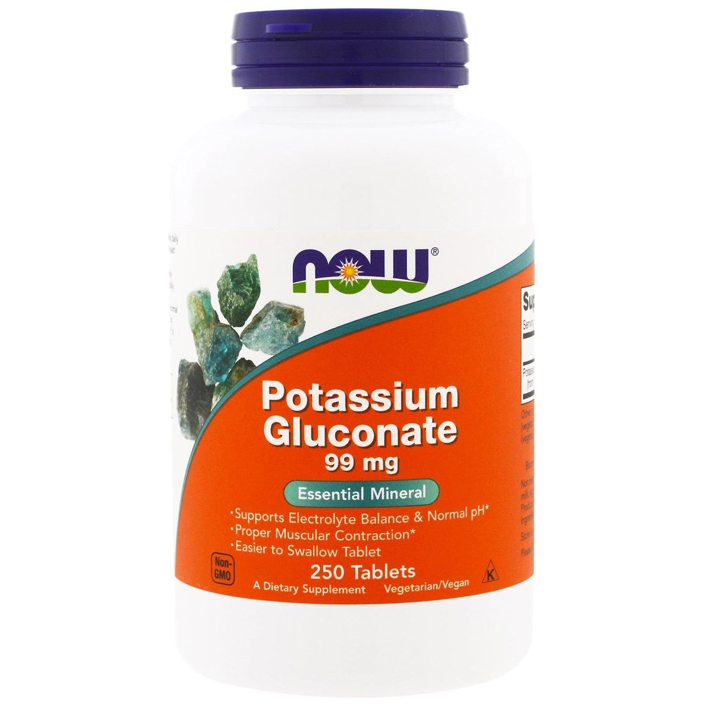 250 Tablets of Now Foods Potassium Gluconate 99mg for Heart Health & Electrolyte Balance