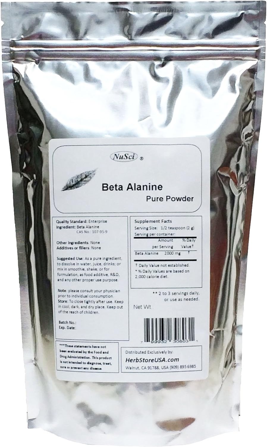 2500g NuSci Pure Beta Alanine Powder for Endurance Boost
