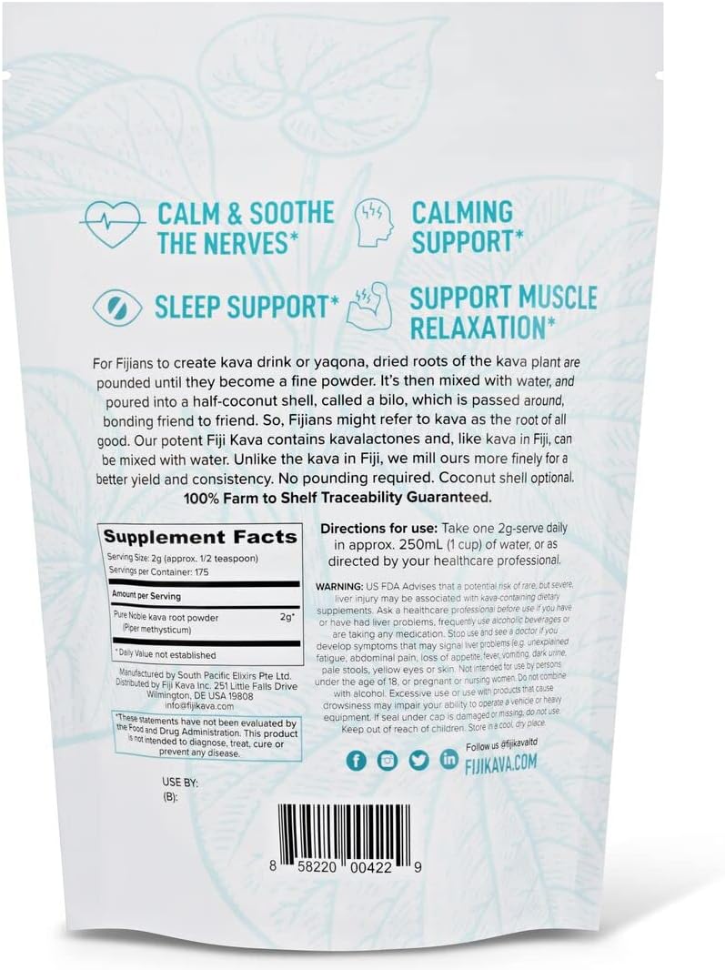 250g FijiKava Instant Kava Powder with High Kavalactone Content for Natural Relaxation, Stress Relief, and Sleep Support