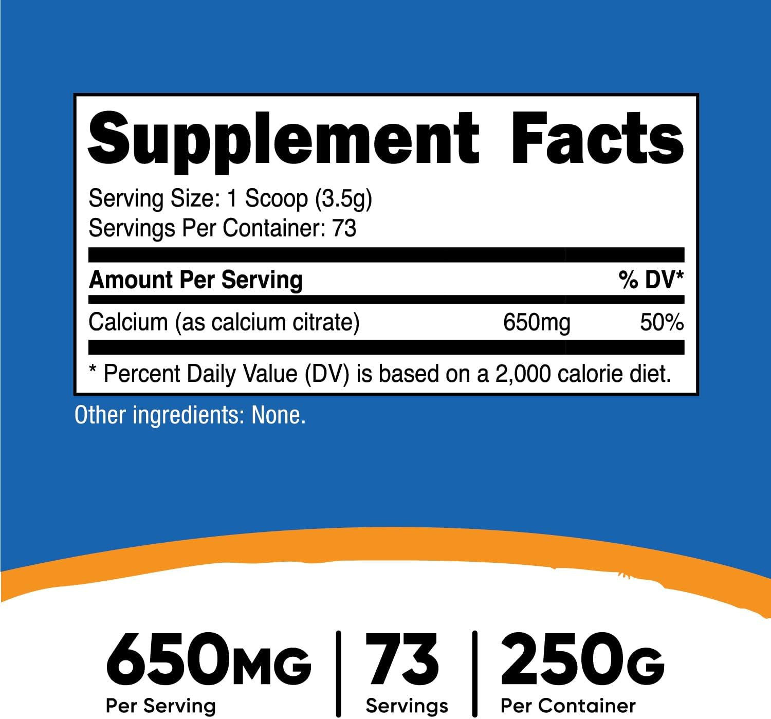 250g Nutricost Calcium Citrate Powder - Unflavored Supplement