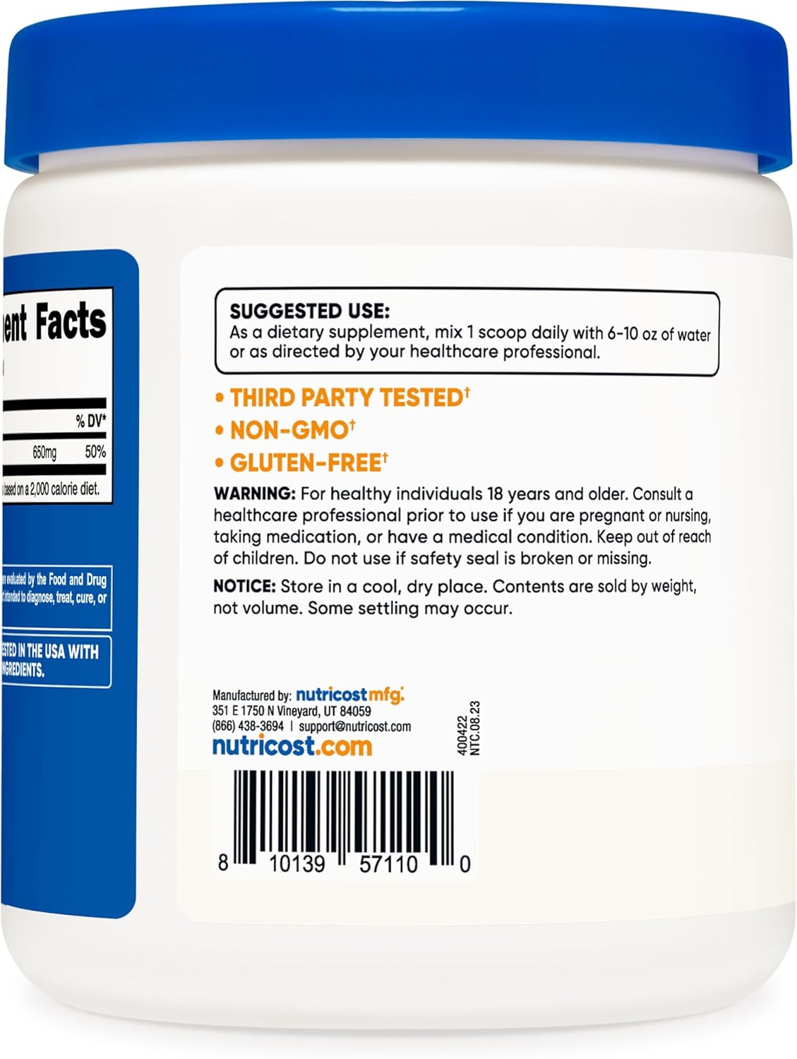 250g Nutricost Calcium Citrate Powder - Unflavored Supplement