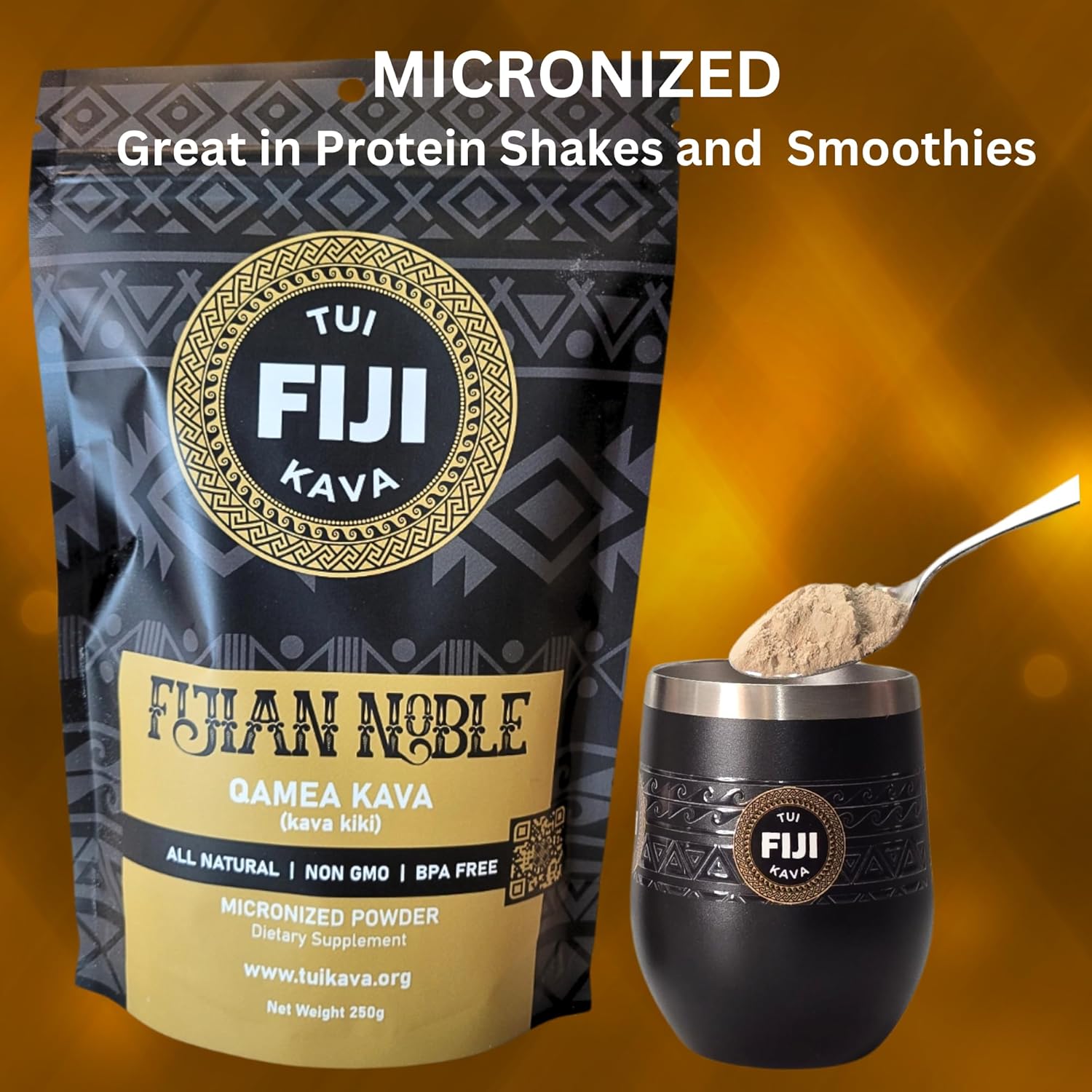 250g Premium Micronized Noble Fijian Kava - Individual Size for Morning/Daytime Use - Enhance Focus, Mood, and Sleep - Stress Relief - No Straining