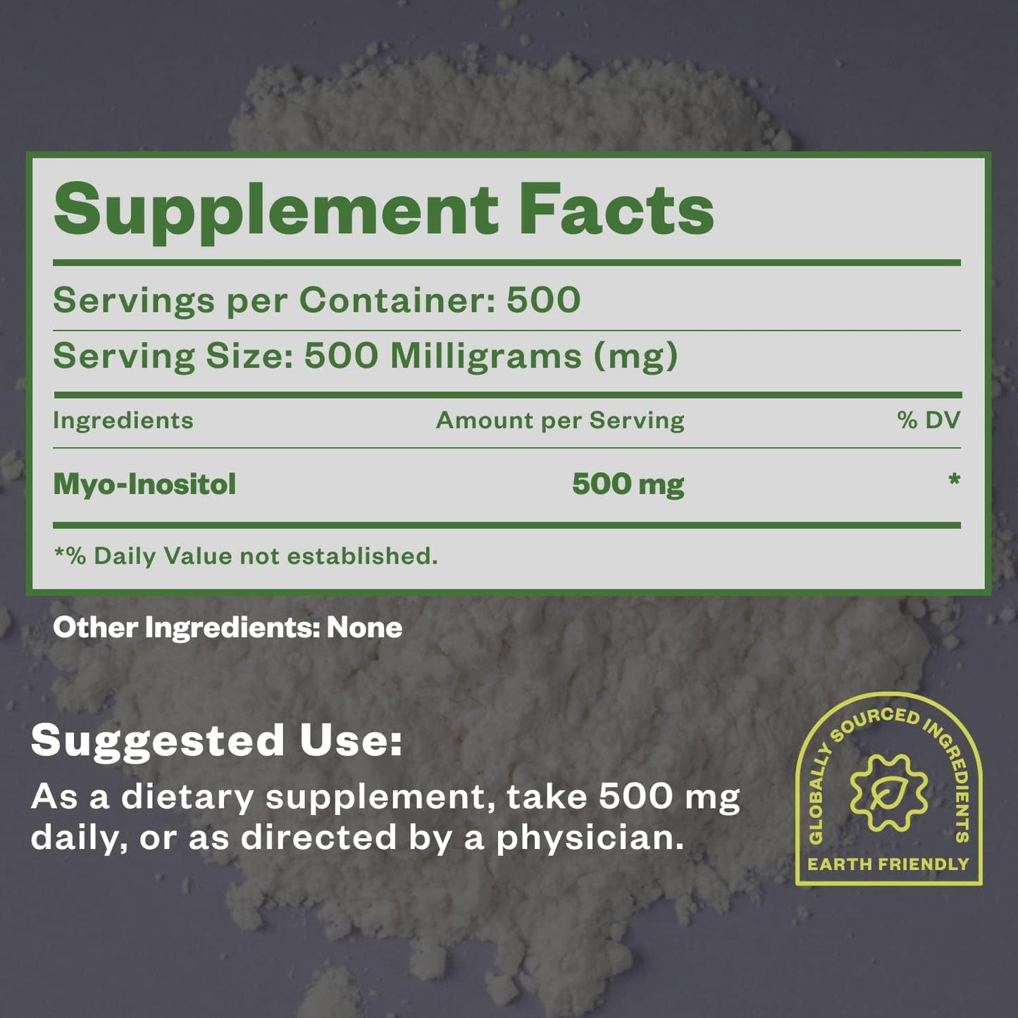 250g Purisure Myo-Inositol Powder for Fertility & Hormonal Balance - Pure Inositol Supplement for Energy & Brain Wellness - Vegan & Non-GMO - 500 Servings