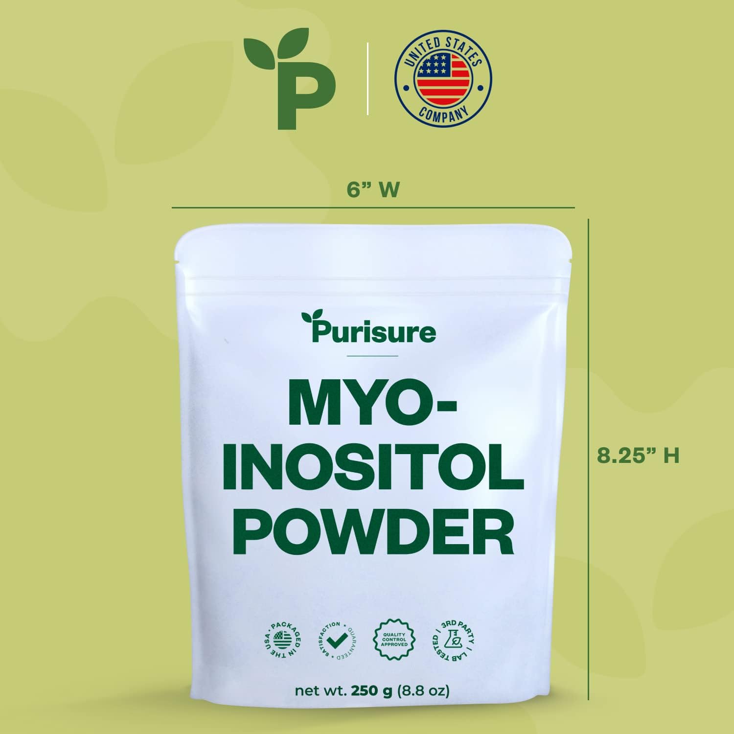 250g Purisure Myo-Inositol Powder for Fertility & Hormonal Balance - Pure Inositol Supplement for Energy & Brain Wellness - Vegan & Non-GMO - 500 Servings