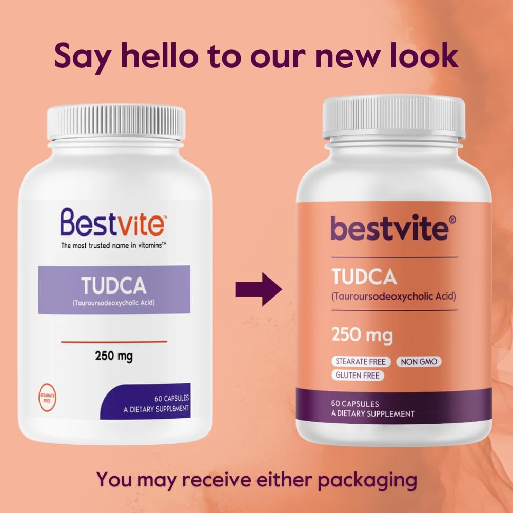 250mg TUDCA Capsules - 60 Count - No Stearates - Gluten Free - Non GMO - Bestvite Quality