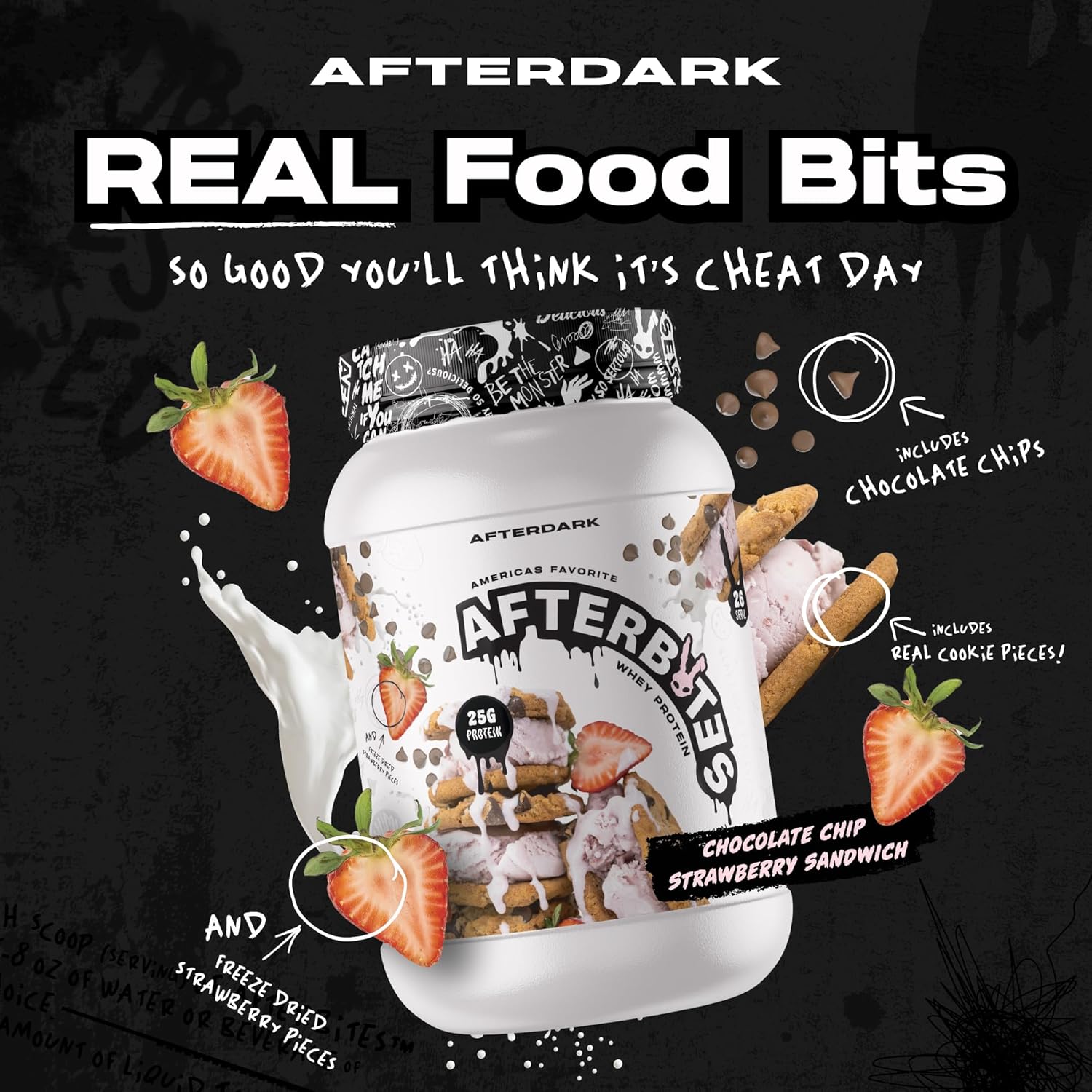 25g BCAA Isolate Whey Protein Powder, USA Made, Strawberry Cookie Sandwich Flavor, Easy to Dissolve, No Artificial Colors, 26 Servings