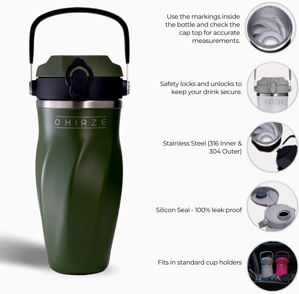 26oz Double Wall Stainless Steel Shaker Bottle - Ideal for Protein Shakes, Smoothies, Cocktails - Leak-Proof, Copper-Insulated, BPA-Free - No Mixing Tools Needed