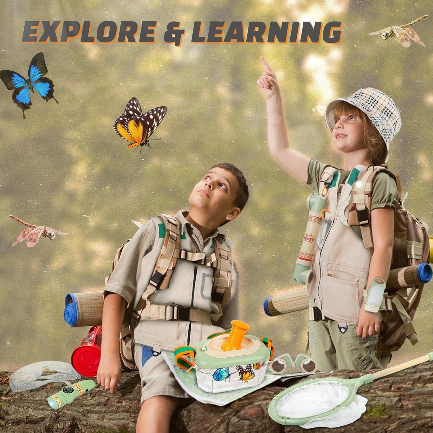 27-Piece SMILESSKIDDO Outdoor Explorer & Bug Catching Kit for Kids 3+ - Nature Exploration Toys for Camping Adventure