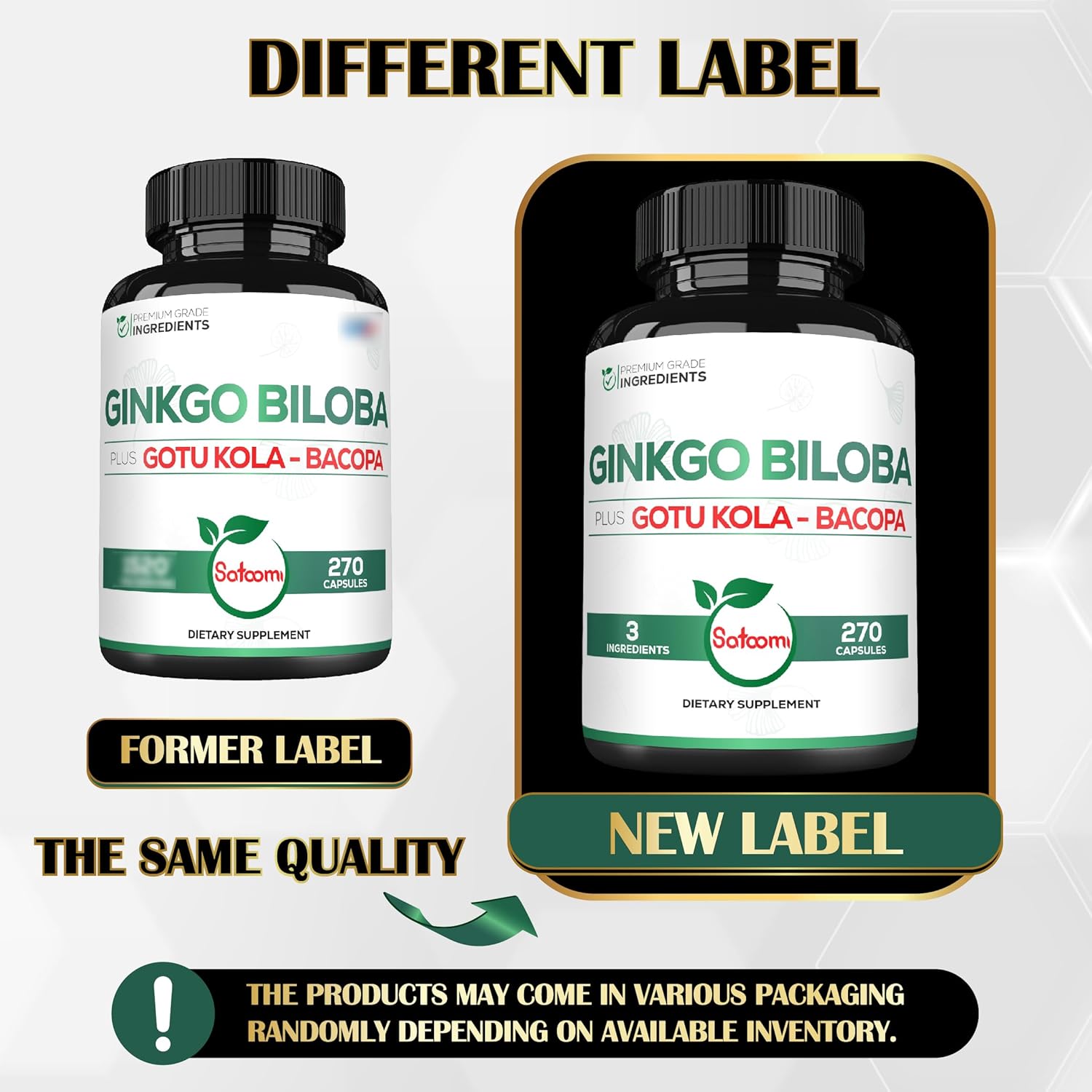 270 Capsules of Satoomi Ginkgo Biloba Supplements with Gotu Kola and Bacopa Monnieri - Extra Strength Brain Health Support for Memory, Focus, and Vision - 3 Month Supply