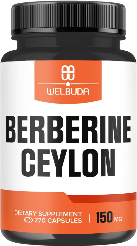 270 Capsules of WELBUDA Berberine & Ceylon Cinnamon Supplement - 1000mg Berberine & 500mg Ceylon Cinnamon - Promotes Circulatory Health, Immune System, Digestion & Body Management