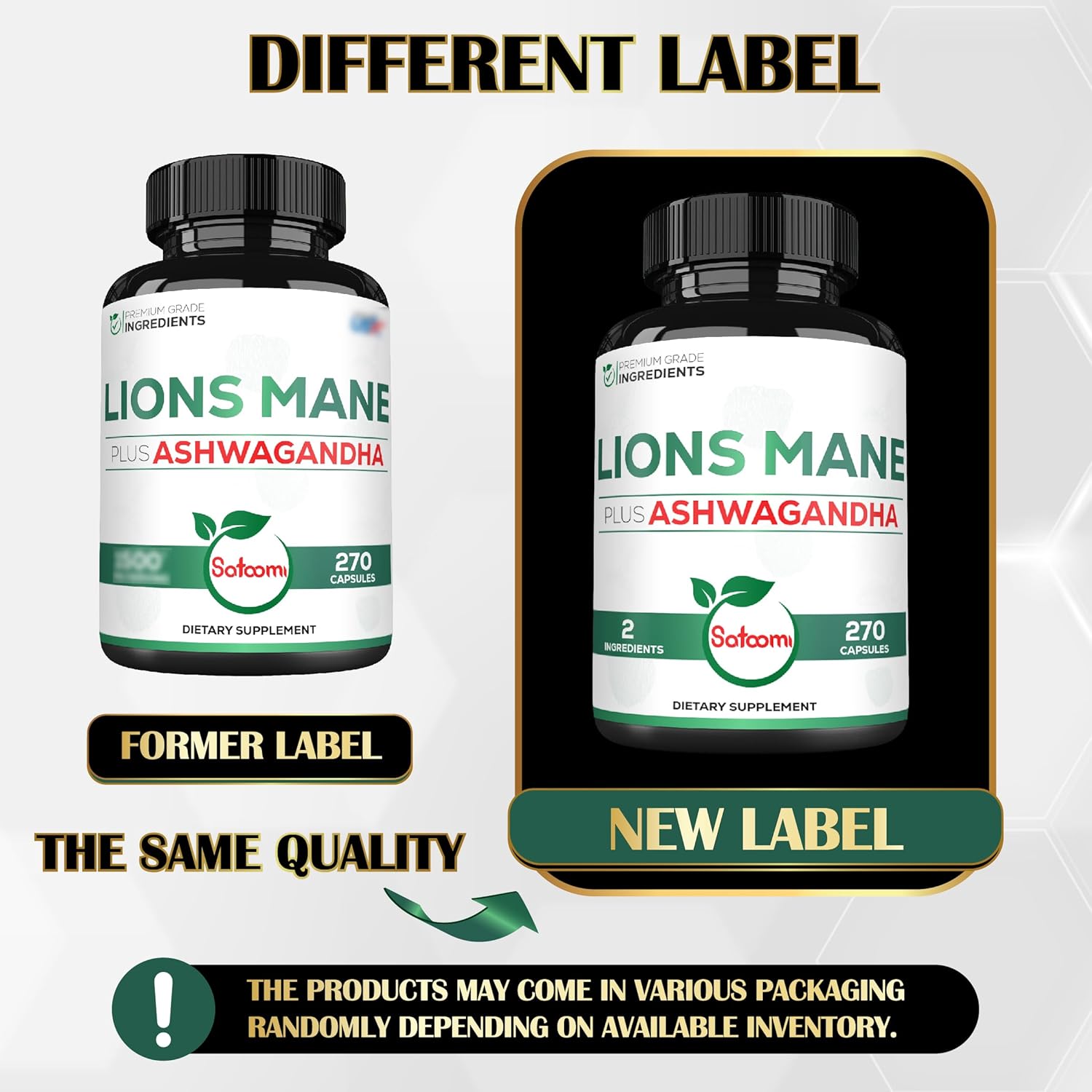 270 High Concentrated Lions Mane and Ashwagandha Capsules for Brain Health, Focus, and Immune Support - Gluten-Free and Non-GMO