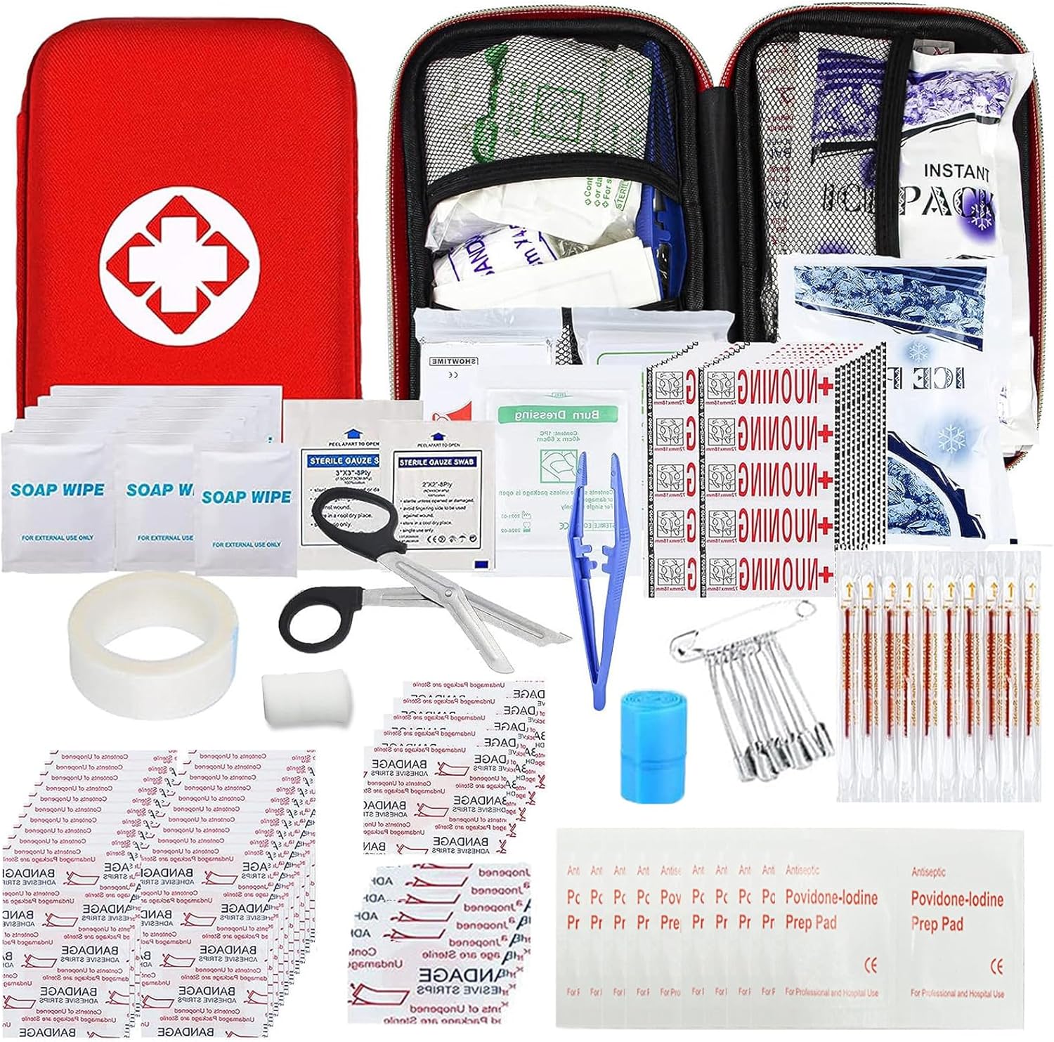 275Pcs Car First Aid Kit for Emergency Survival Gear in Travel Size EVA Backpack - Ideal for Tactical Hiking, Camping, and Office Boat Accidents