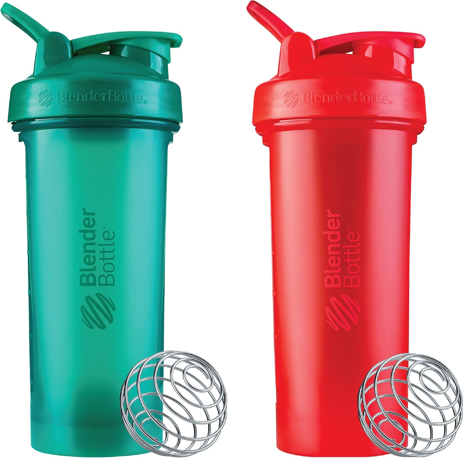 28-Ounce BlenderBottle Classic V2 Shaker Bottle 2-Pack, Ideal for Protein Shakes and Pre Workout - Red/Green