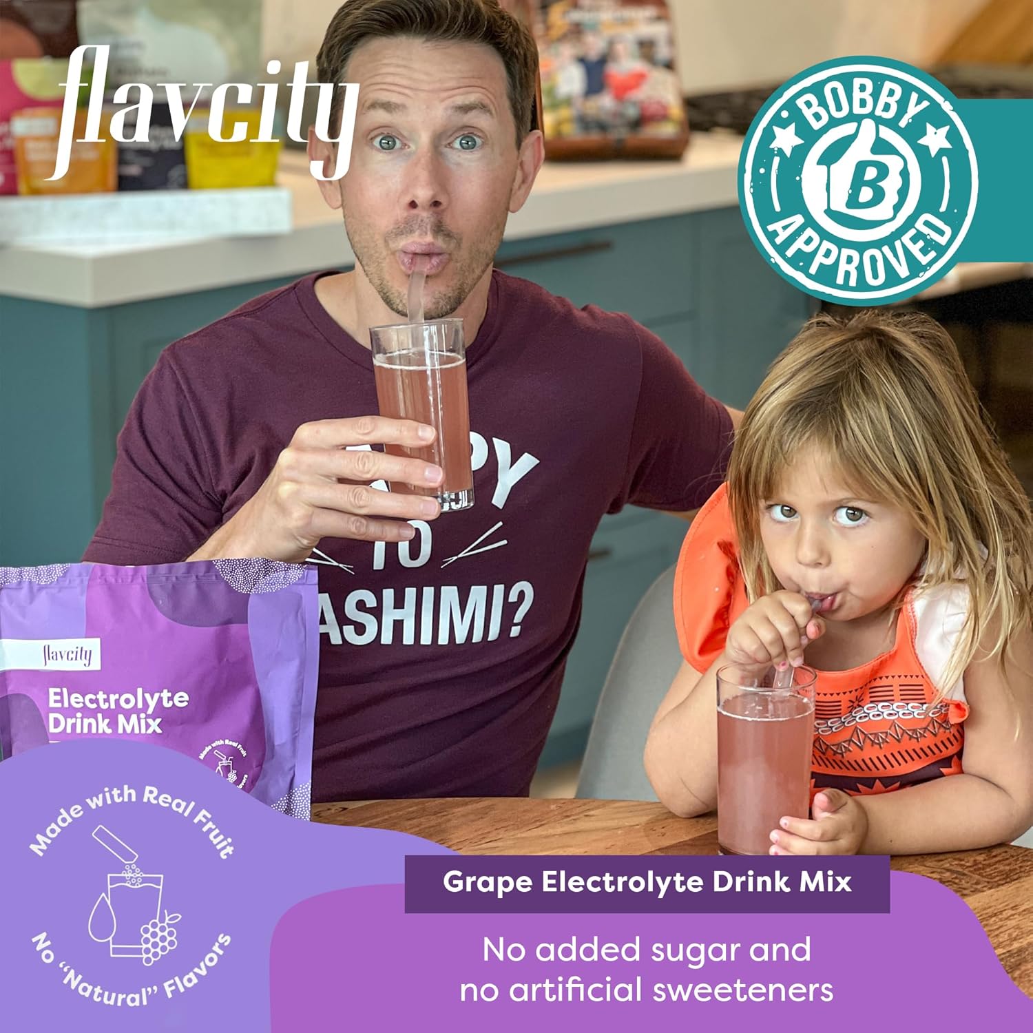 28 Packets of FlavCity Grape Electrolytes Drink Mix - On-The-Go Healthy Powdered Drink with Real Fruit, No Sugar, Keto & Gluten-Free