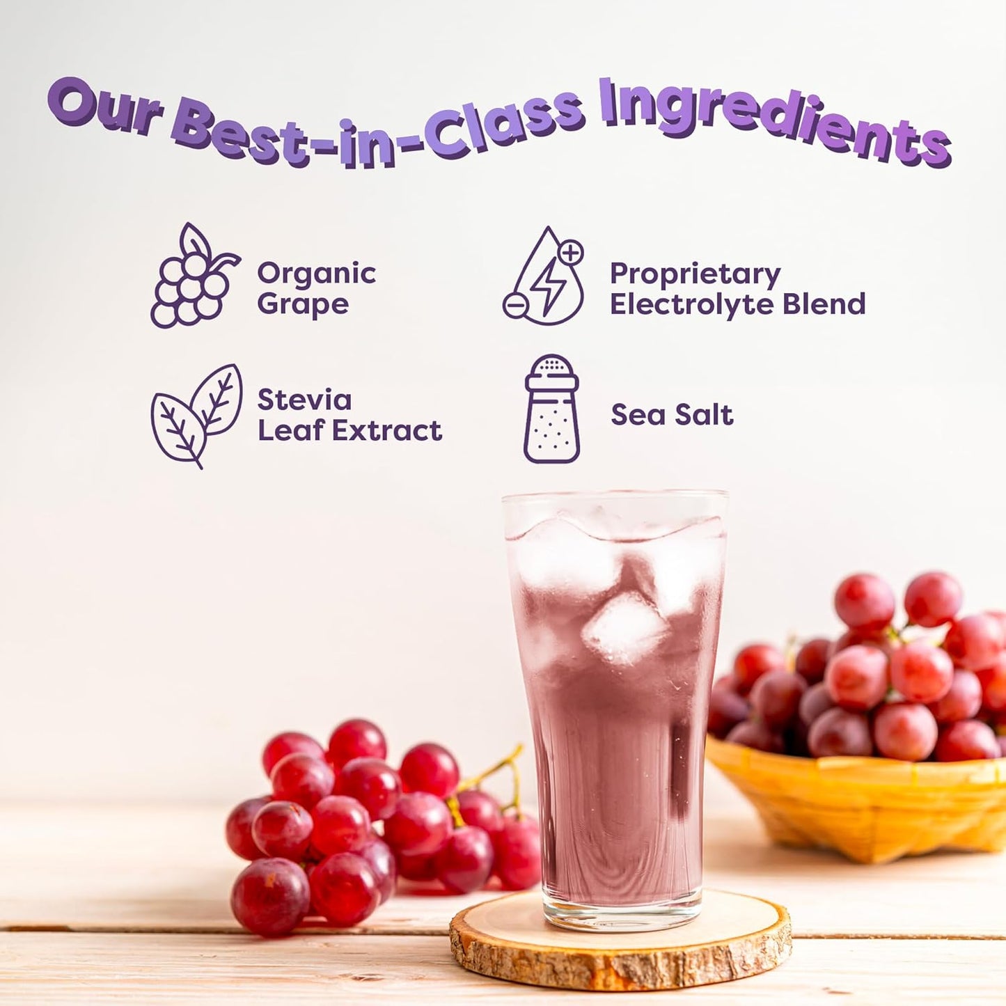 28 Packets of FlavCity Grape Electrolytes Drink Mix - On-The-Go Healthy Powdered Drink with Real Fruit, No Sugar, Keto & Gluten-Free