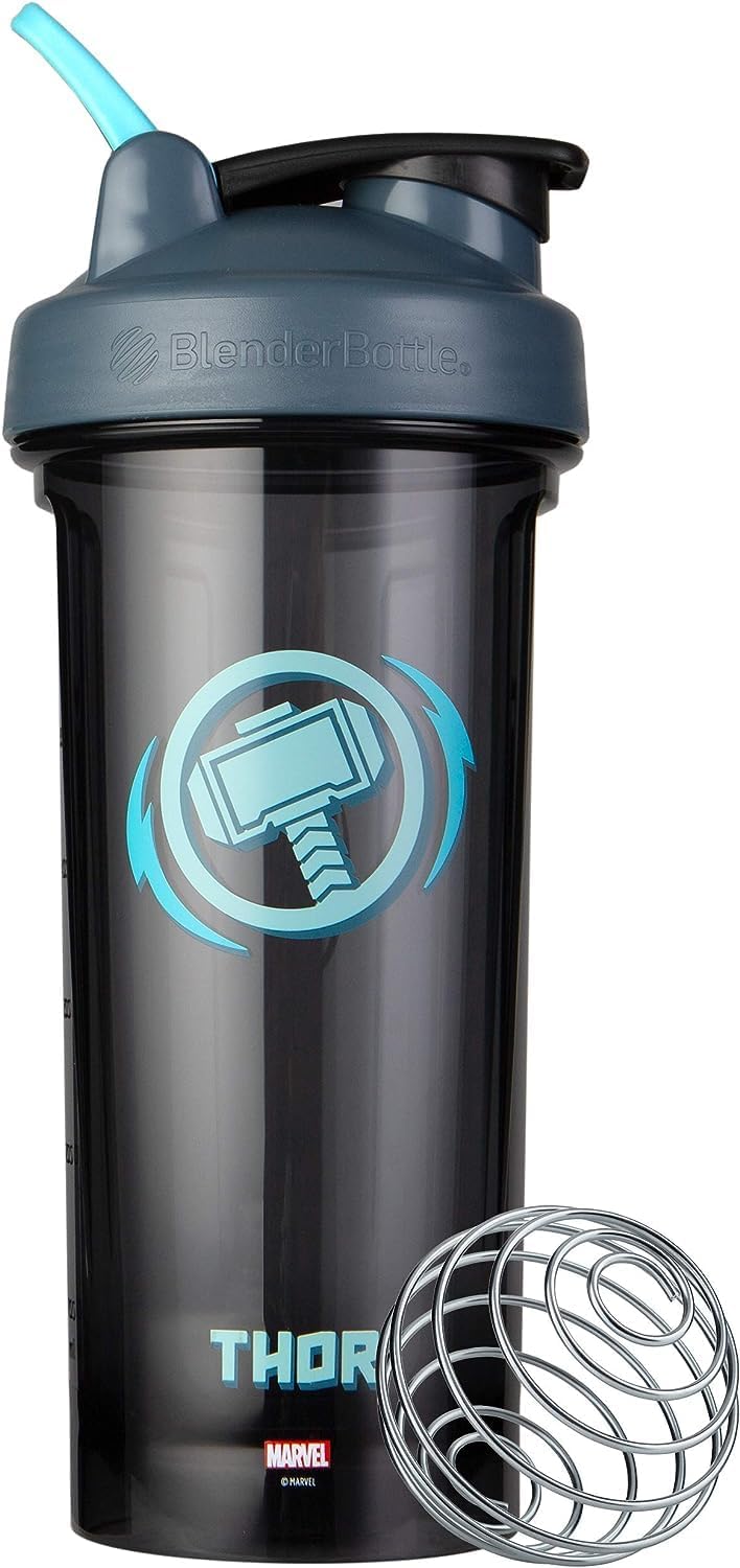 28oz BlenderBottle Marvel Shaker Bottle Pro Series - Thor Hammer Design - Ideal for Protein Shakes and Pre Workout - Single Pack