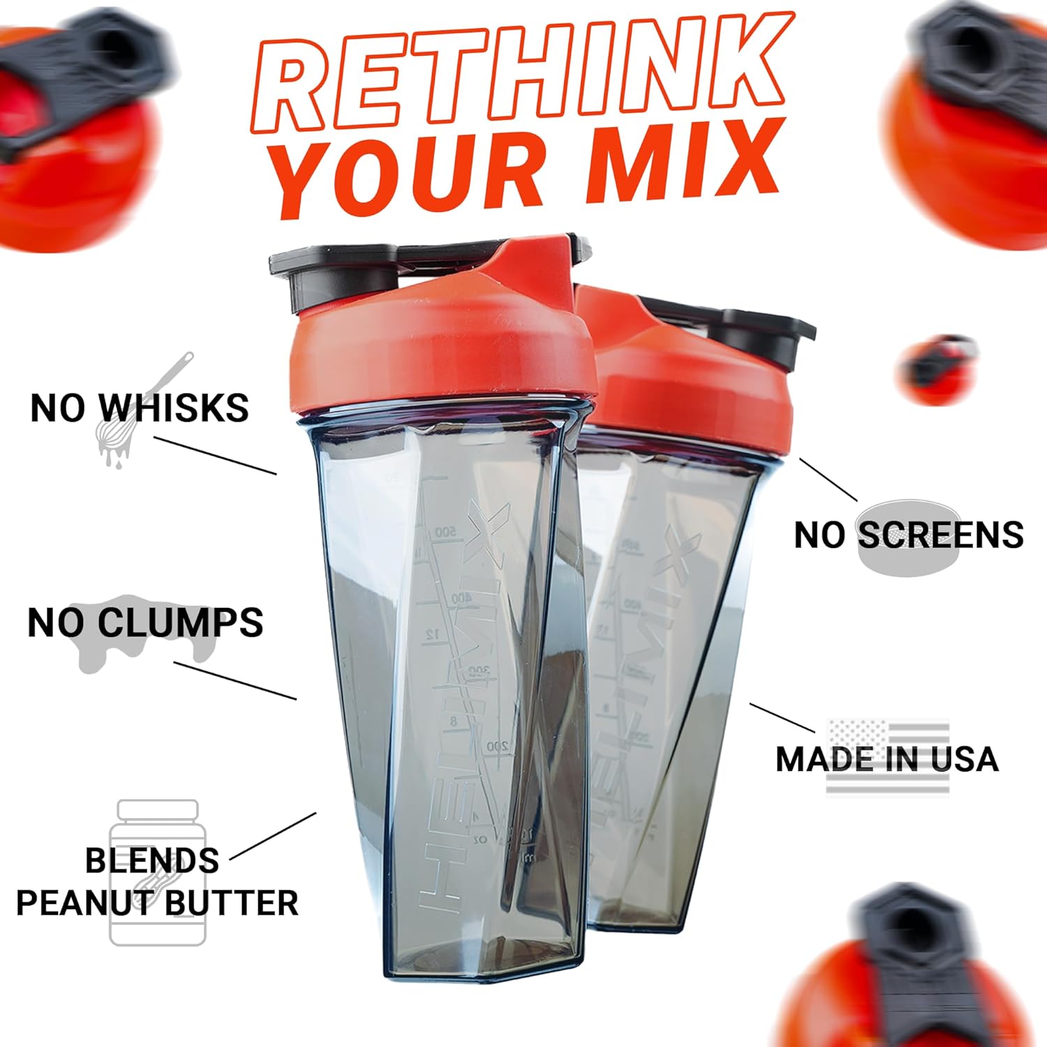 29 oz HELIMIX 2.0 Vortex Blender Shaker Bottle - No Shake Accessories Needed, Odor Resistant, Leak Proof, Durable & Easy to Clean