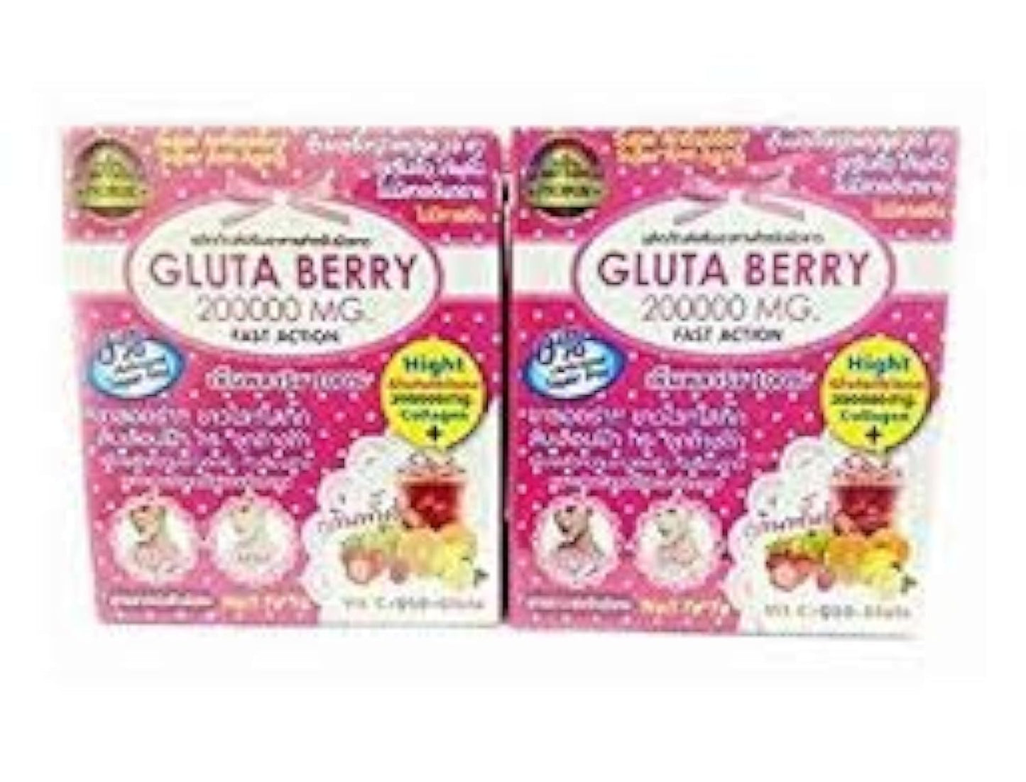 2Box Gluta Berry 200000 mg Drink PUNCH Skin Food - Reduce Freckles & Whiten Skin Fast - 10pcs. Box