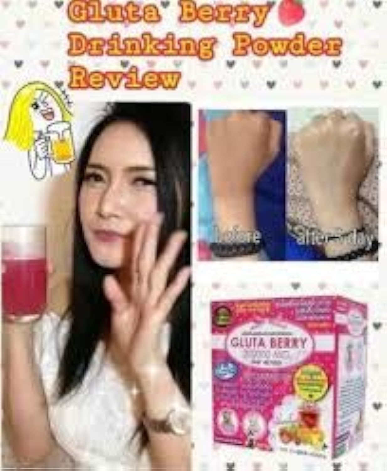 2Box Gluta Berry 200000 mg Drink PUNCH Skin Food - Reduce Freckles & Whiten Skin Fast - 10pcs. Box
