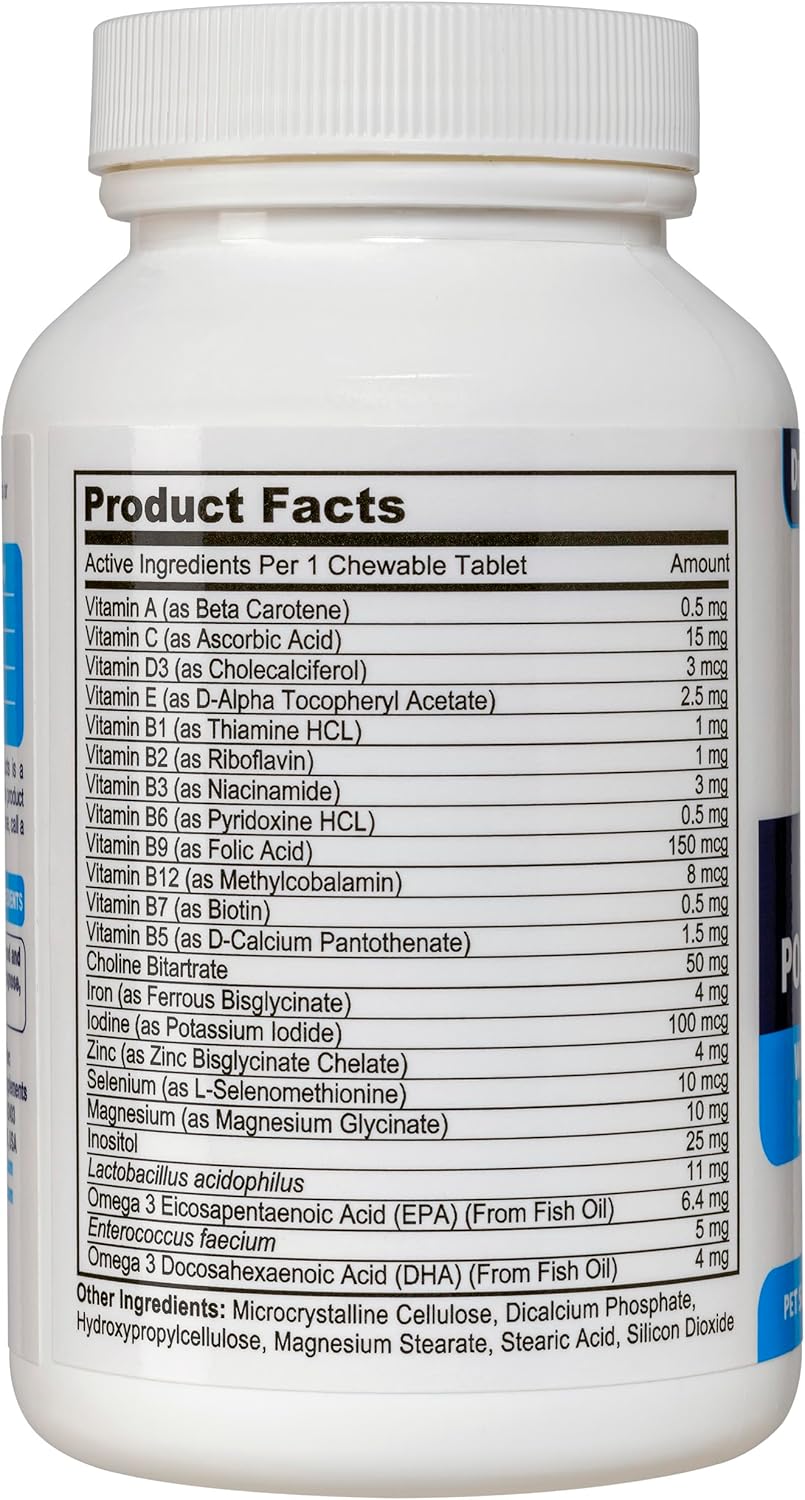 2in1 Dog Prenatal and Postnatal Vitamins with Folic Acid, Omega 3, Probiotics - 90 Tablets