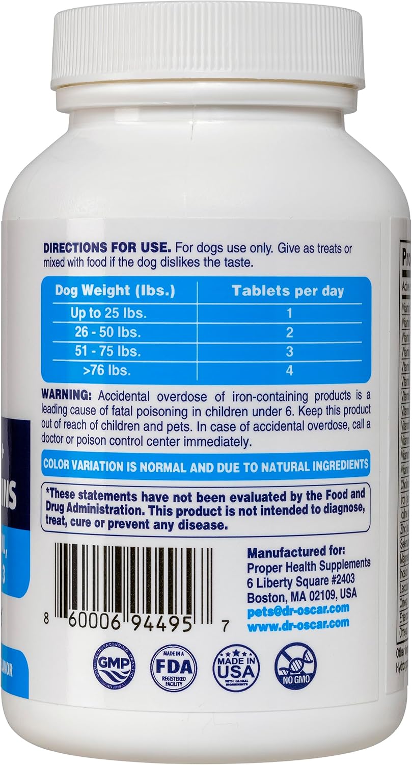 2in1 Dog Prenatal and Postnatal Vitamins with Folic Acid, Omega 3, Probiotics - 90 Tablets