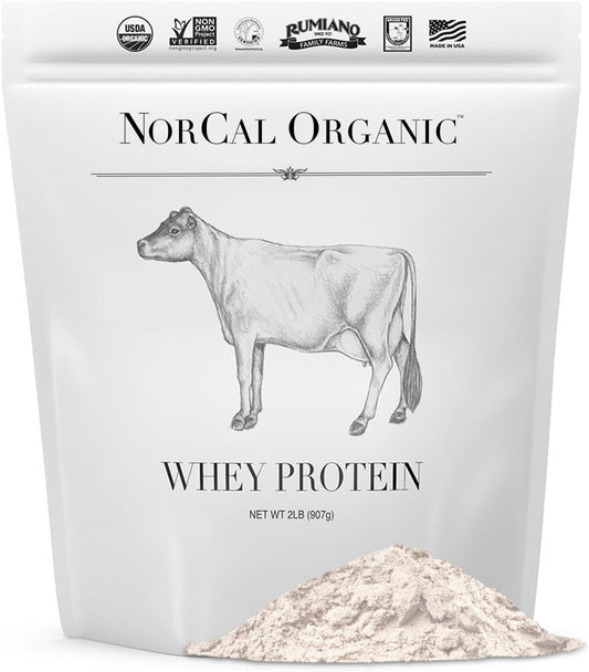 2lb Bulk NorCal Organic Grass-Fed Whey Protein Powder - Unflavored | USDA Certified Clean Protein from Family Farms in Northern California