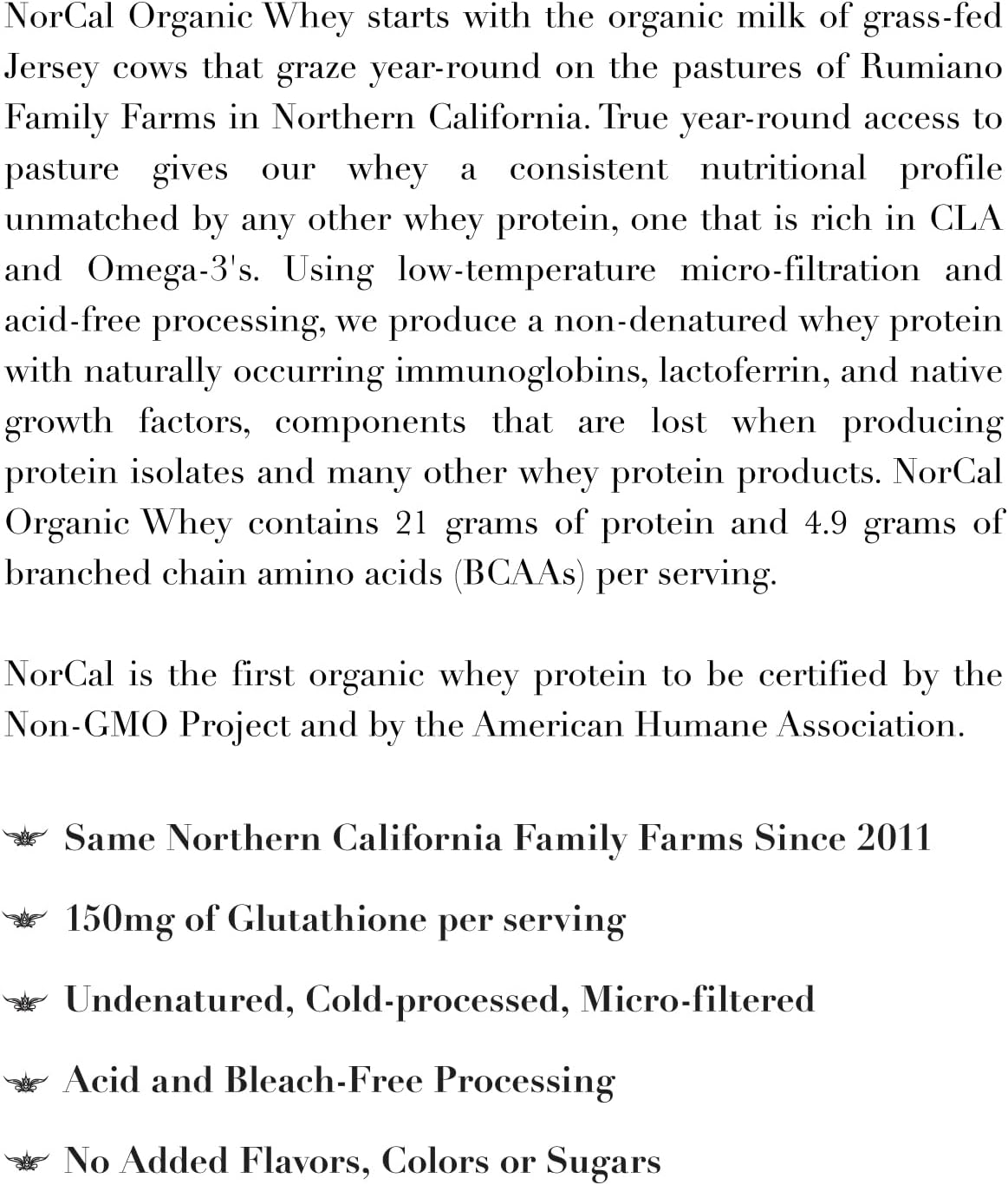 2lb Bulk NorCal Organic Grass-Fed Whey Protein Powder - Unflavored | USDA Certified Clean Protein from Family Farms in Northern California