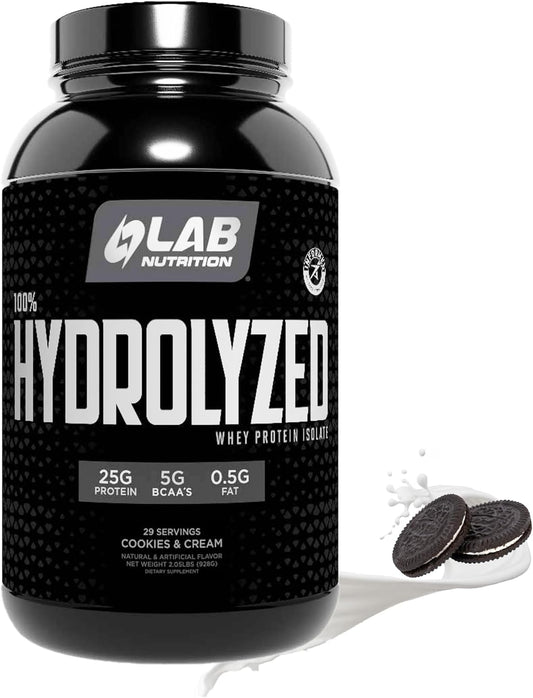 2lb Cookies and Cream Hydrolyzed Whey Protein Isolate - 25g Protein, Build Lean Muscle, Easy Digestion, Gluten & Lactose Free, Fast Absorption.