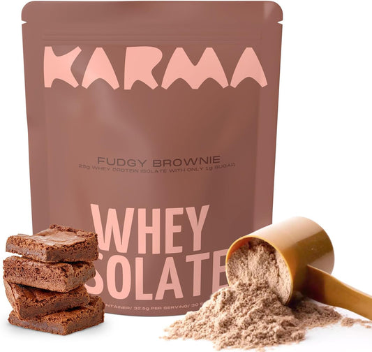 2LB Fudgy Brownie Flavored Whey Isolate Protein Powder - High Protein, Low Sugar Formula - 25g Protein, 1g Sugar - 30 Servings