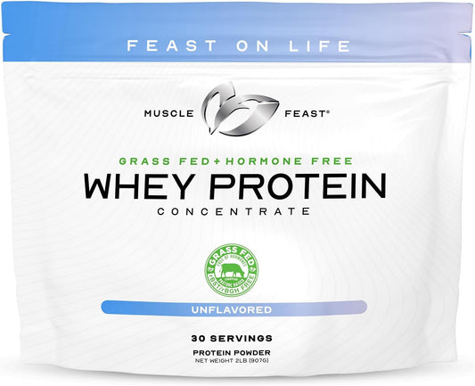 2lb Grass-Fed Whey Protein Concentrate Powder, All Natural, Hormone-Free, Pasture Raised, Unflavored