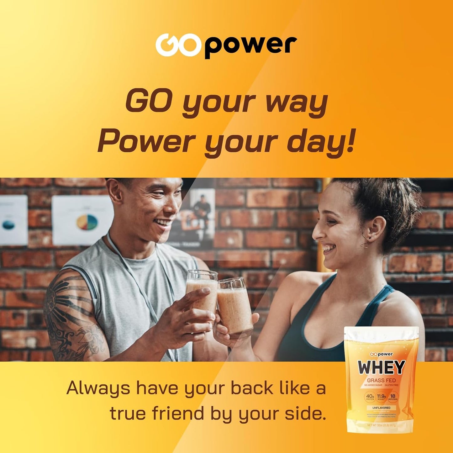 2lb Grass-Fed Whey Protein Powder with BCAAs - 18 Servings
