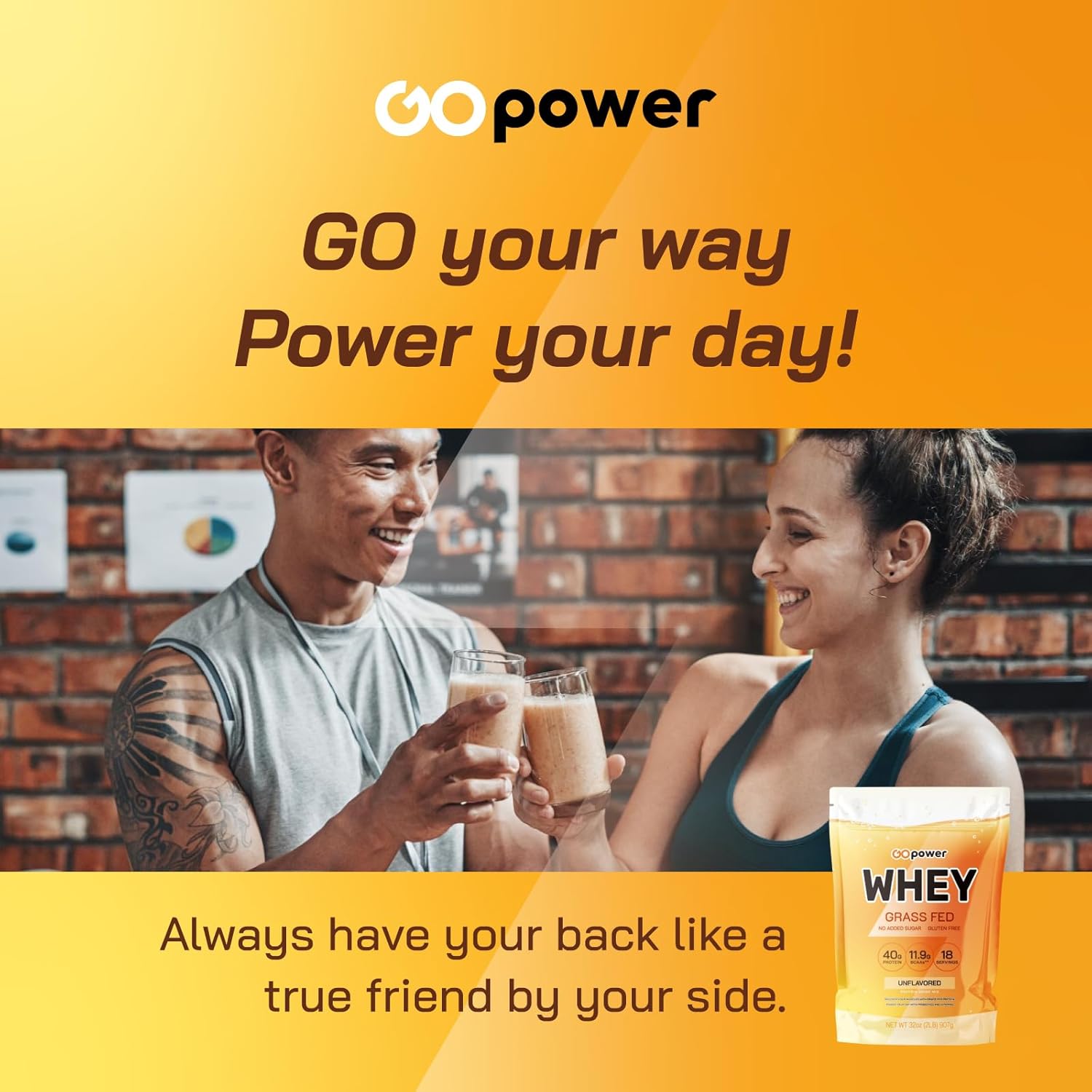 2lb Grass-Fed Whey Protein Powder with BCAAs - 18 Servings