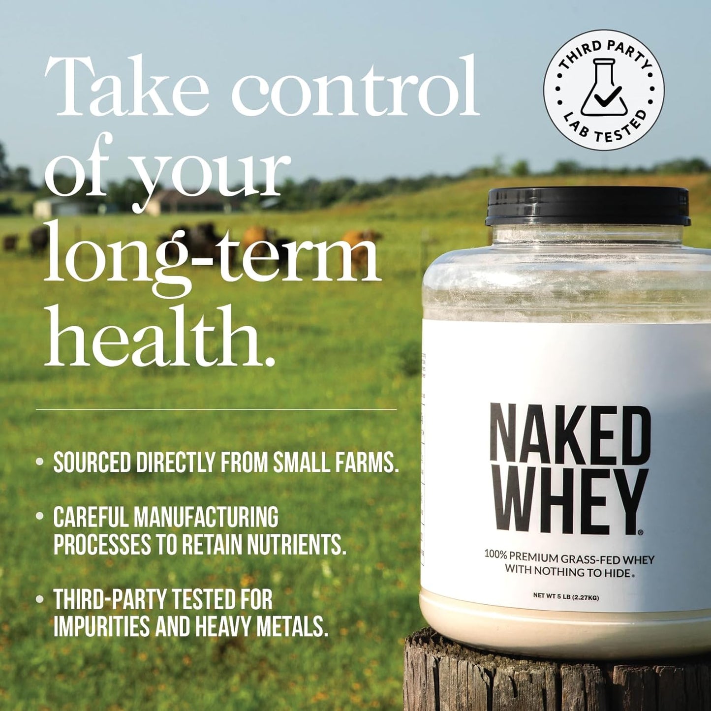 2LB Naked Nutrition Grass-Fed Whey Protein Powder - Pure Unflavored Protein, Non-GMO, Gluten & Soy Free - BoostGo Australia